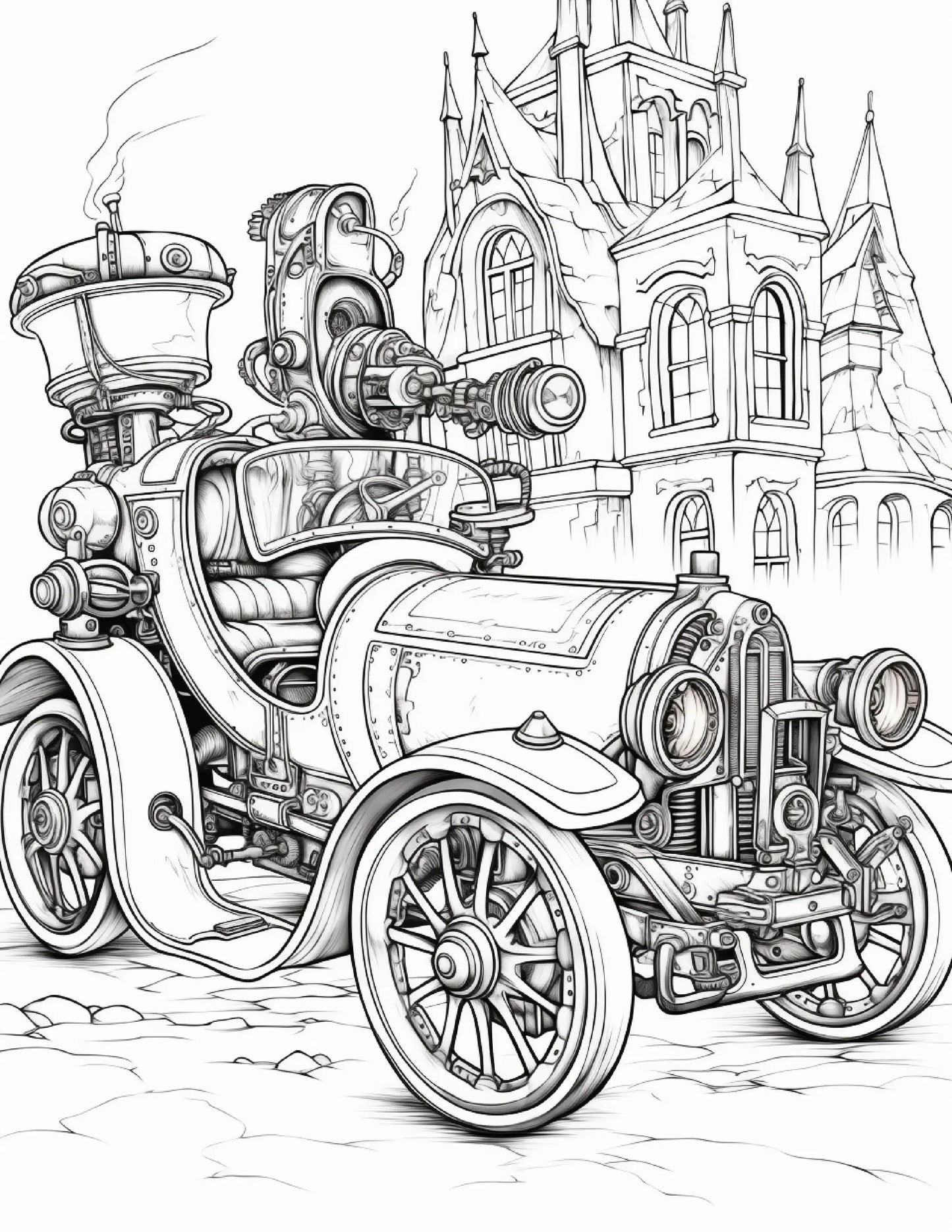 100 Steampunk Car Coloring Pages-Robs Books