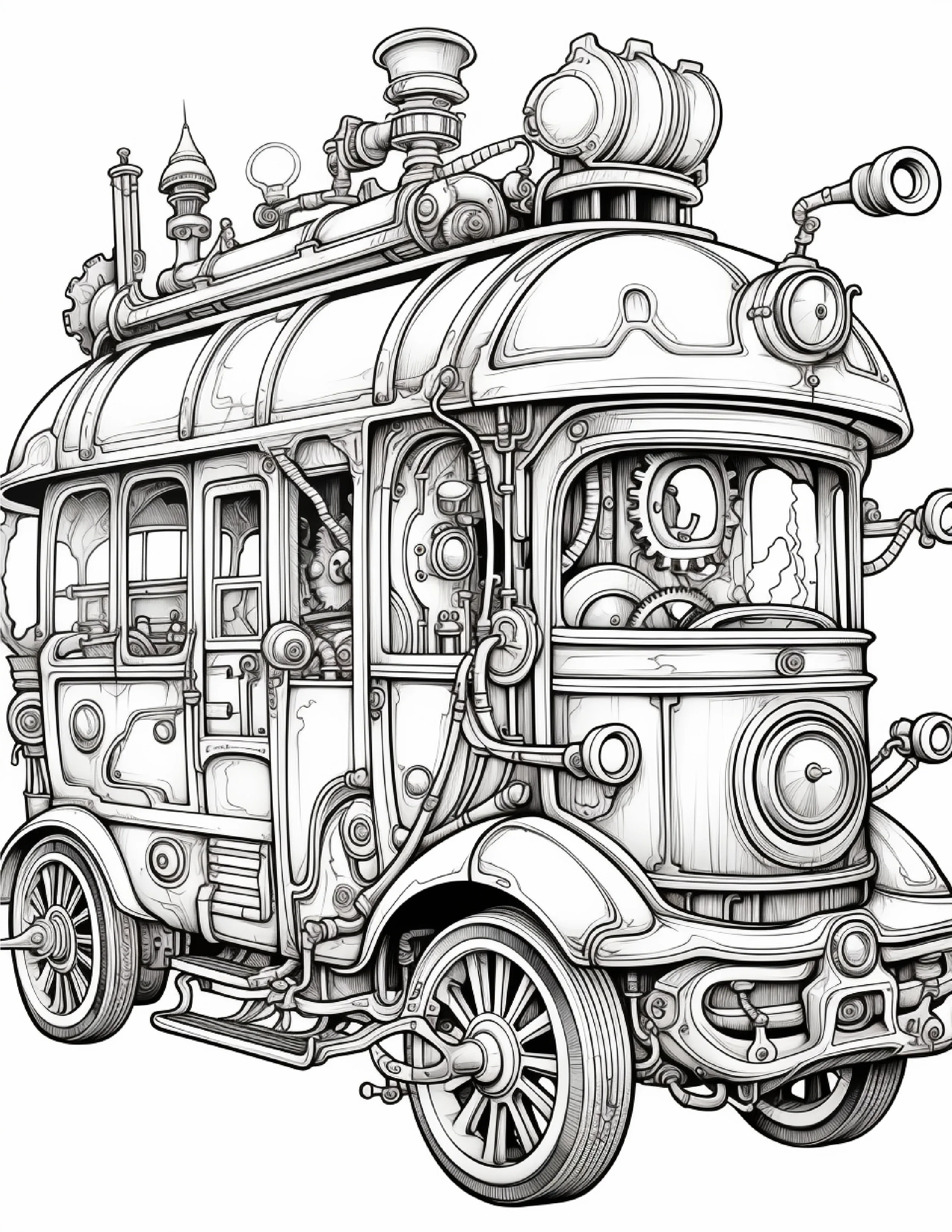 100 Steampunk Bus Coloring Pages 1 - Robs Books