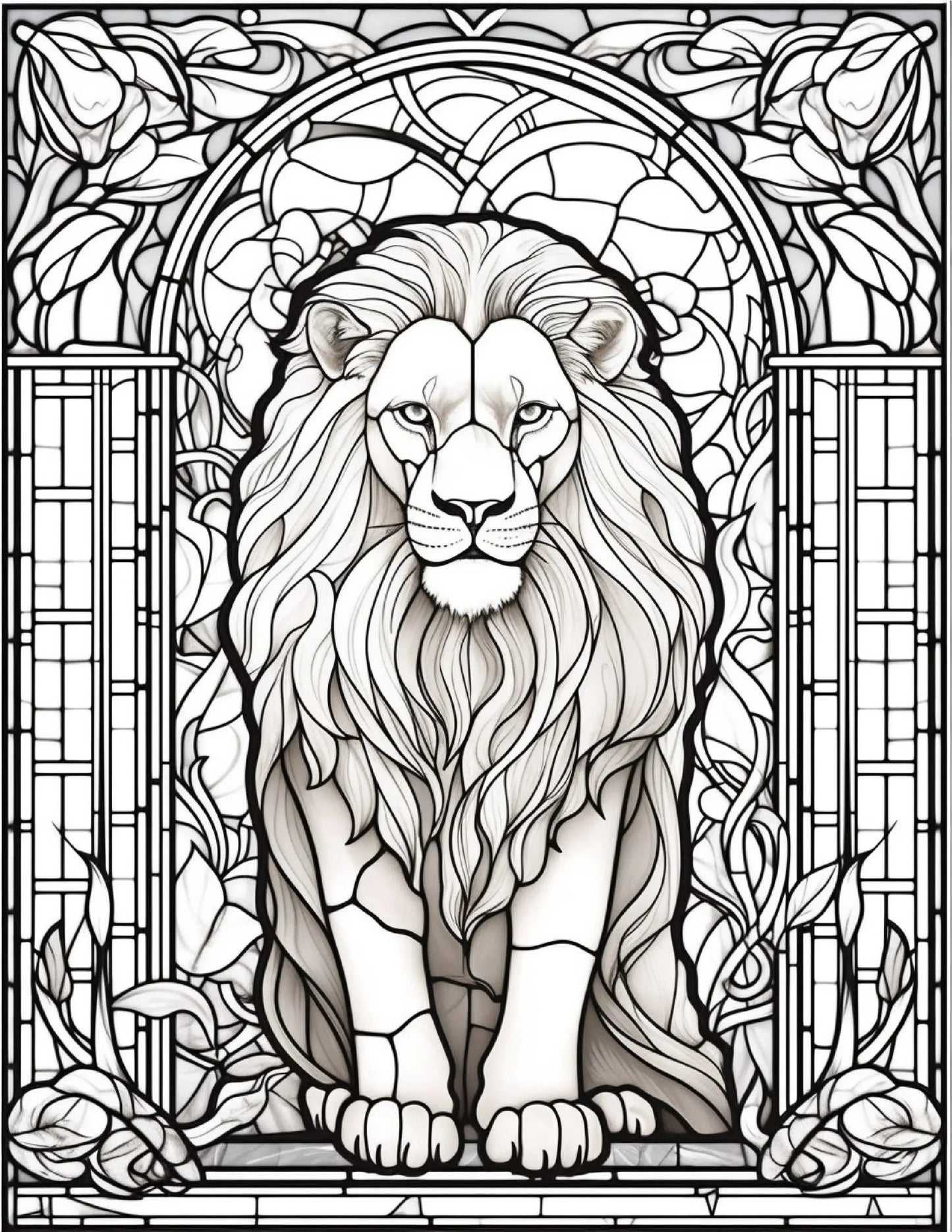 130 Stained Glass Animal Colouring Pages 1-Robs Books