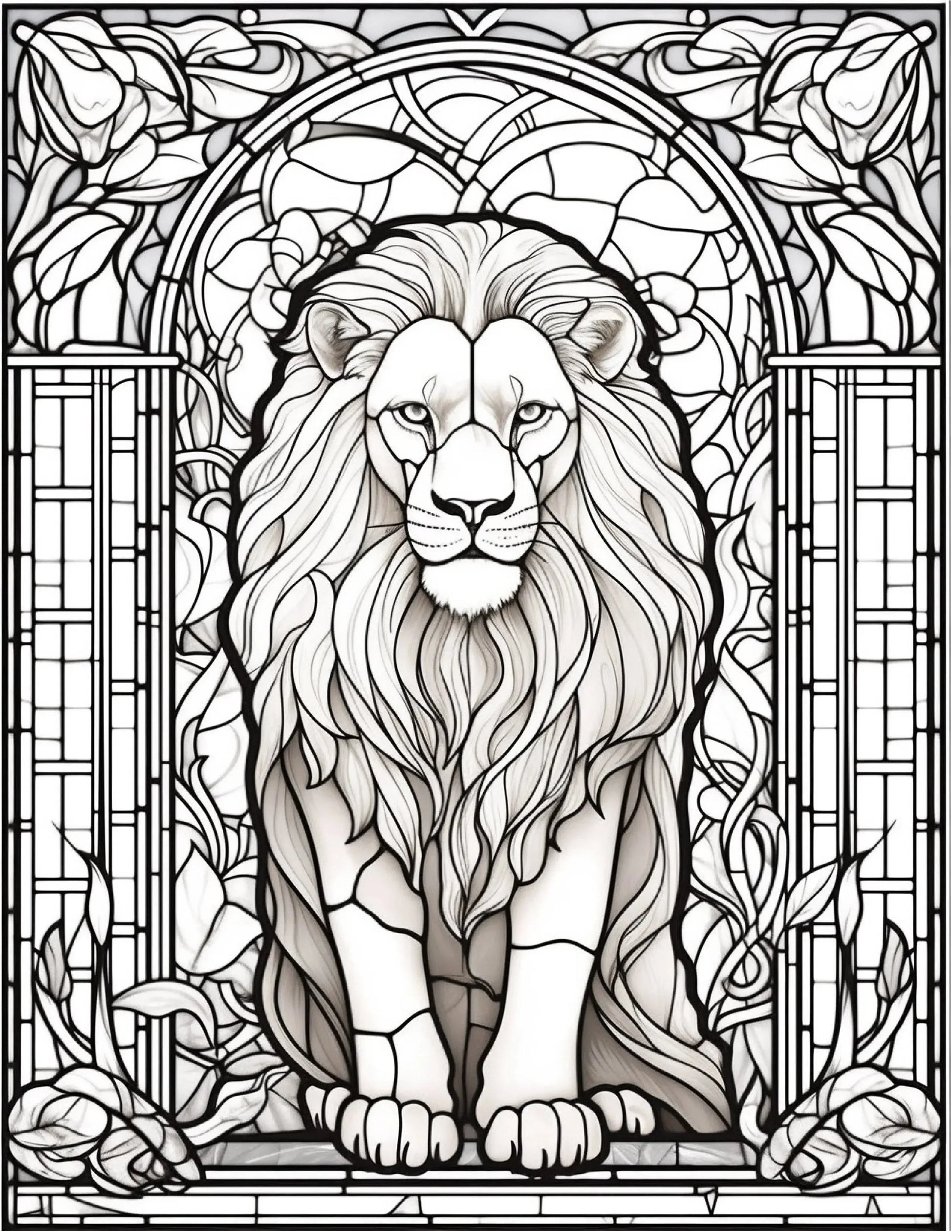 130 Stained Glass Animal Colouring Pages 1-Robs Books