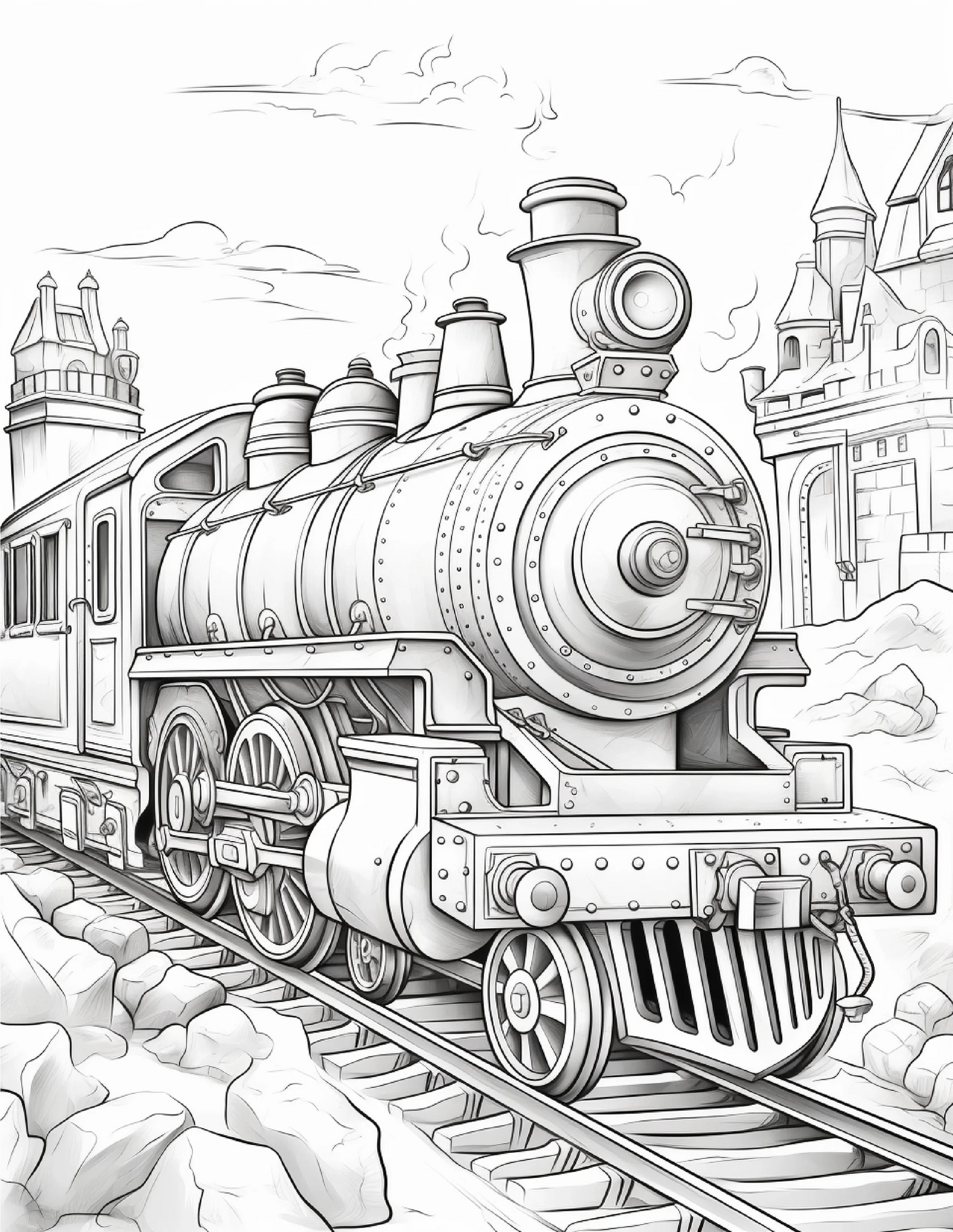 100 Steampunk Train Coloring Pages 1-Robs Books