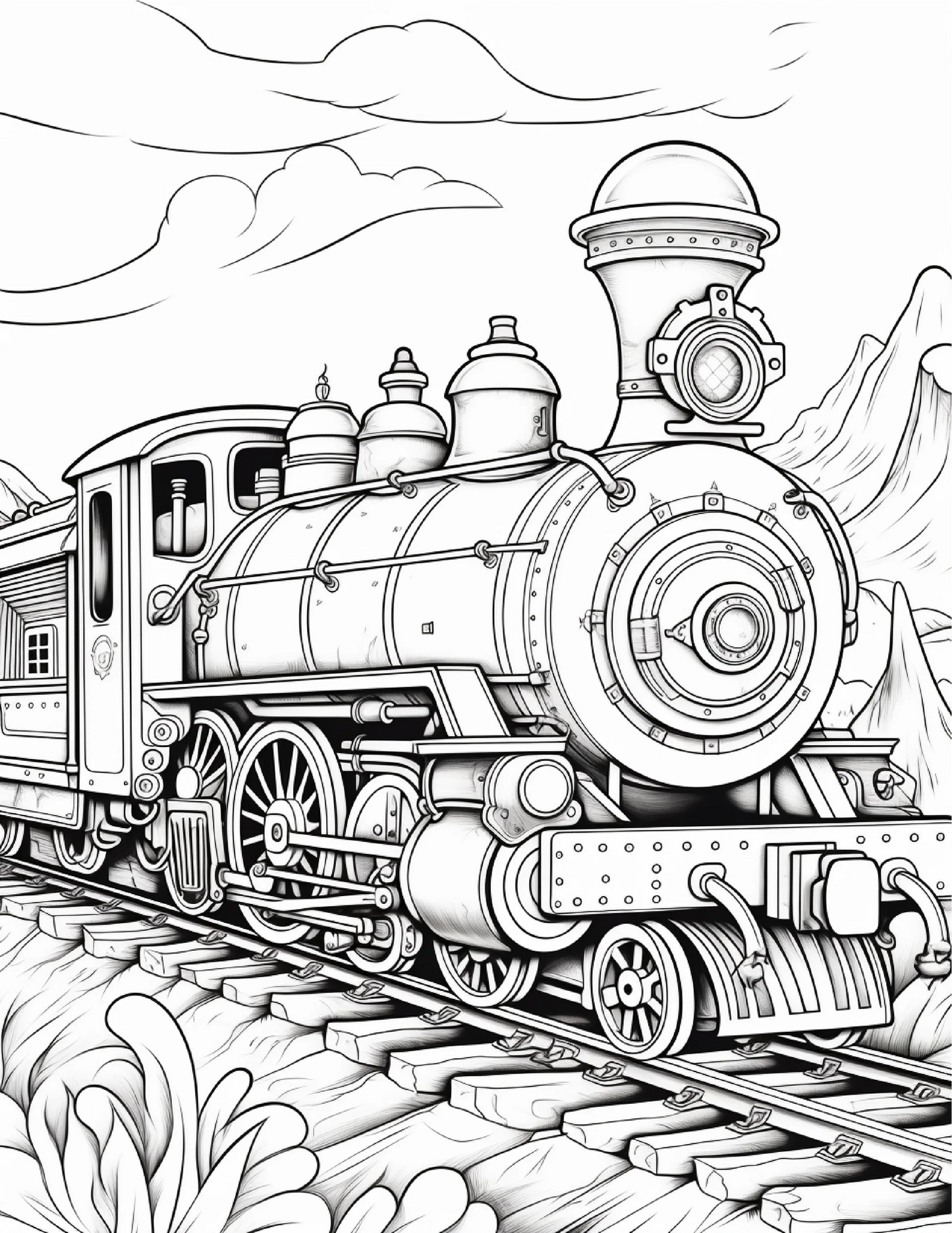 100 Steampunk Train Coloring Pages 2-Robs Books