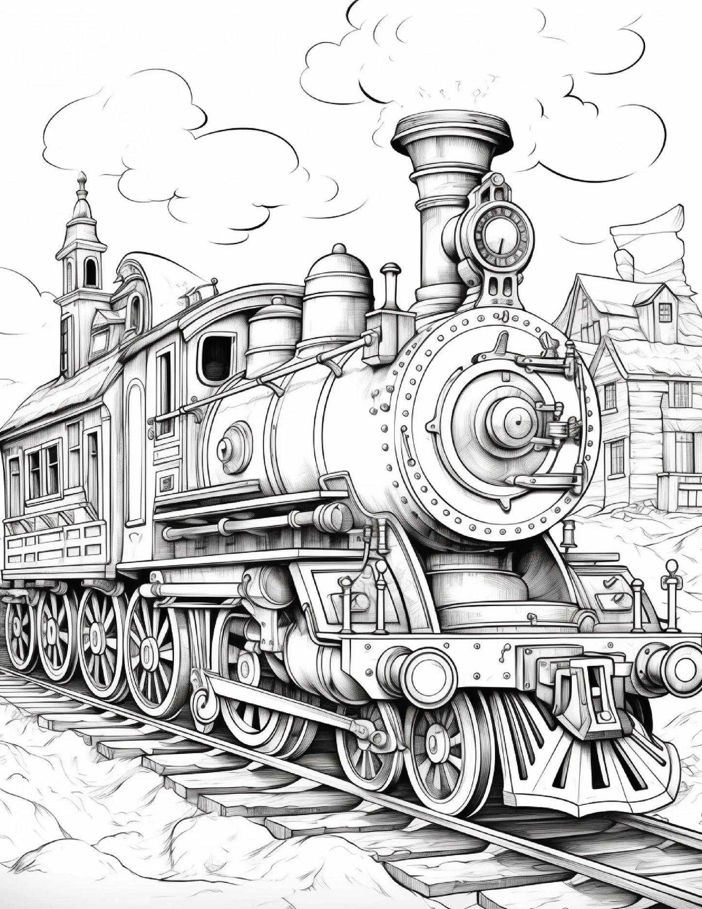 100 Steampunk Train Coloring Pages 2-Robs Books