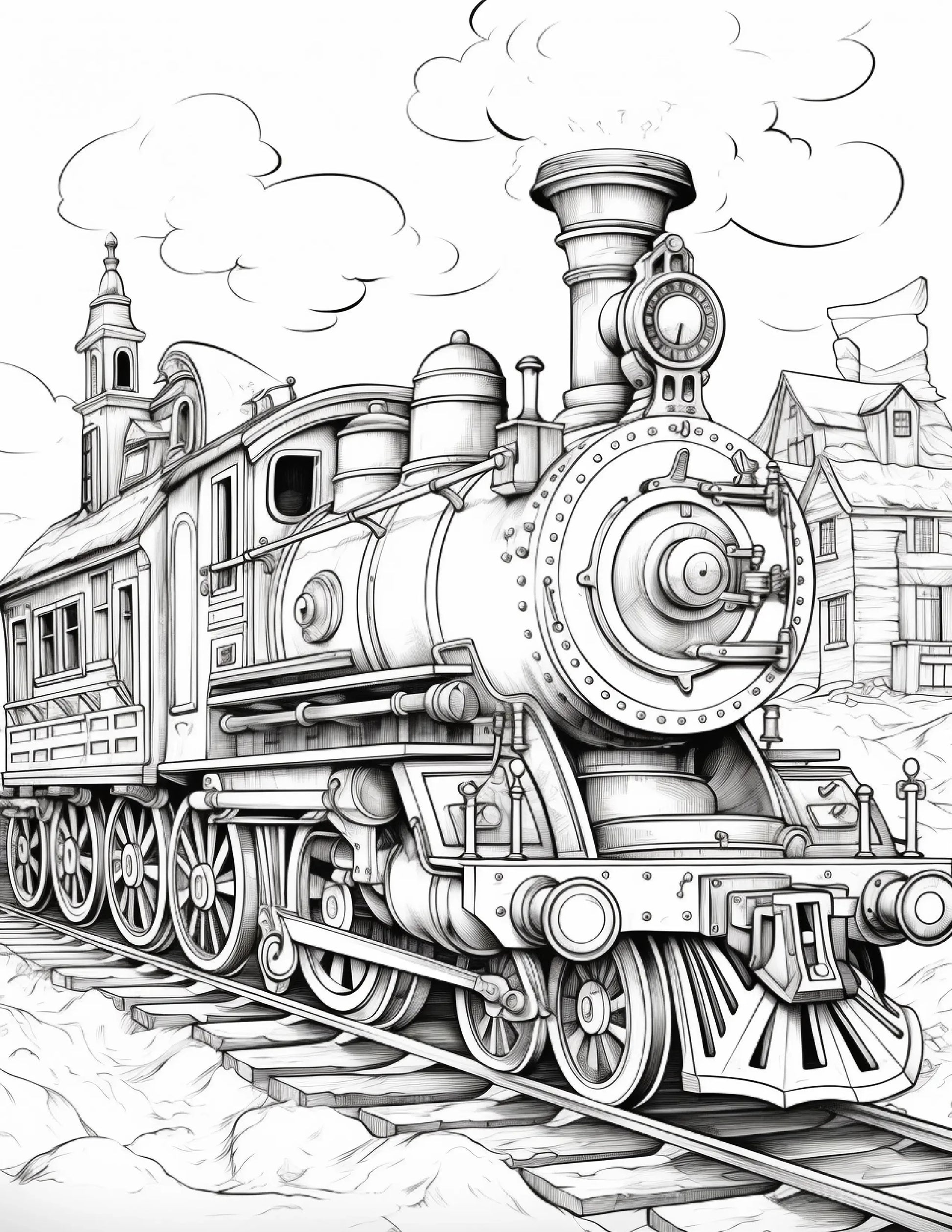 100 Steampunk Train Coloring Pages 2-Robs Books