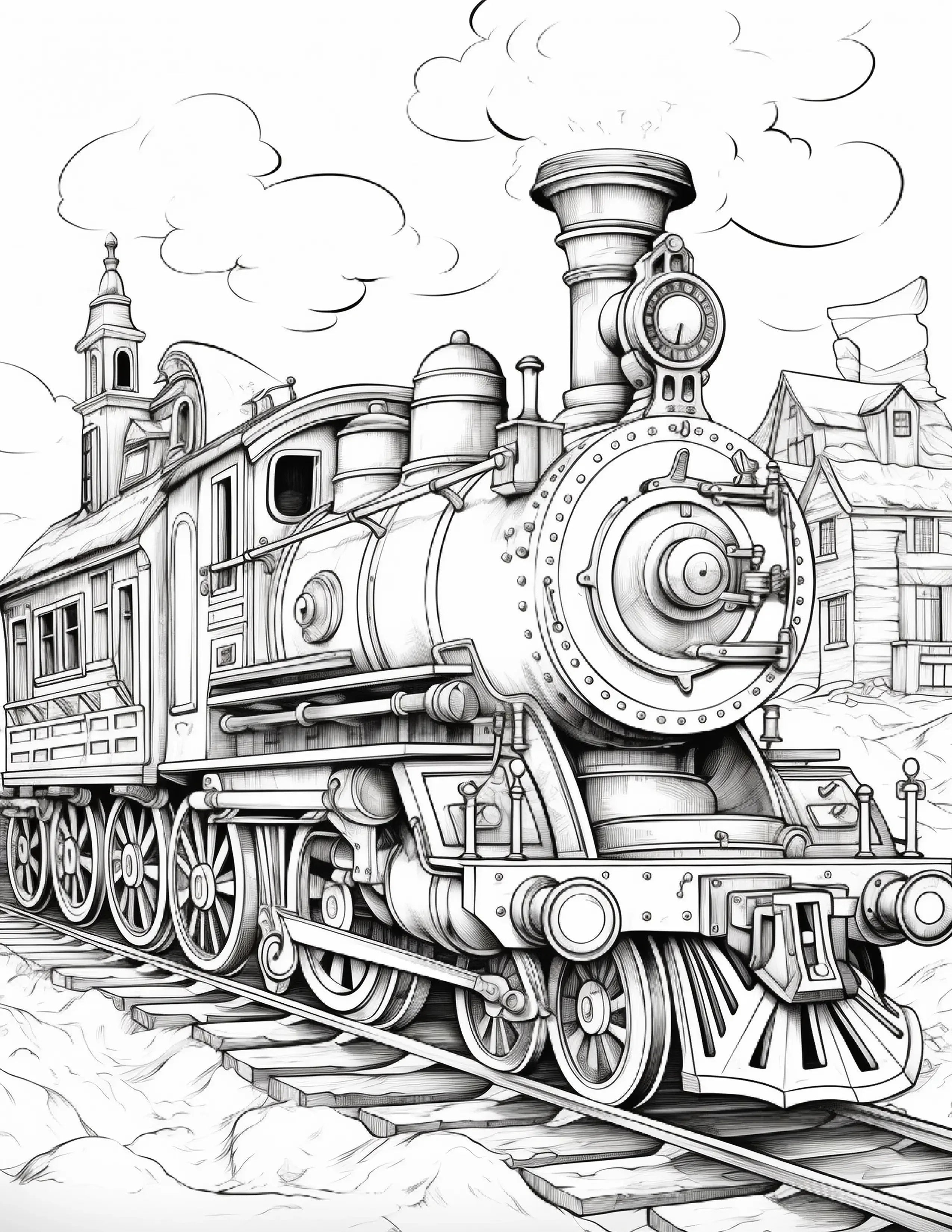 100 Steampunk Train Coloring Pages 2 - Robs Books
