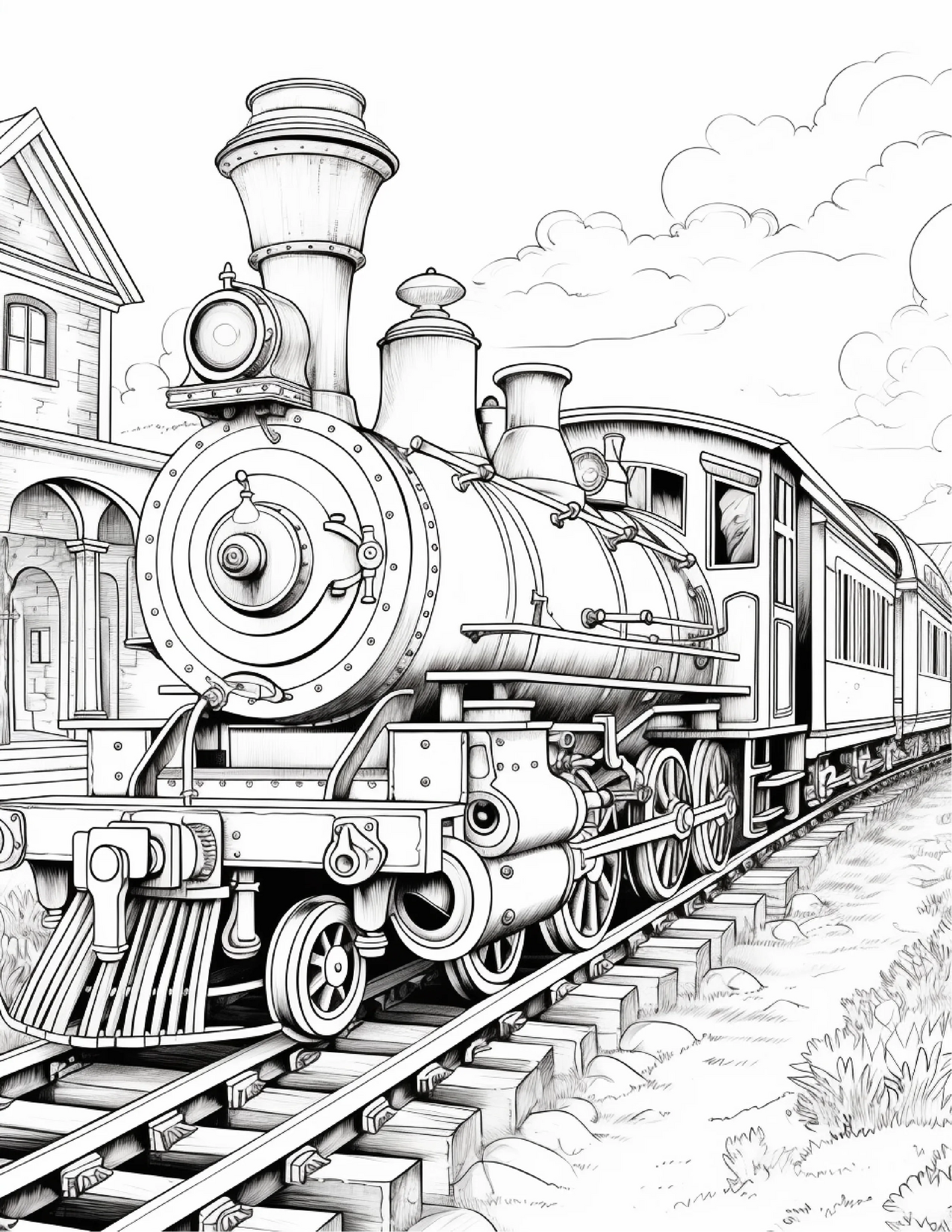 100 Steampunk Train Coloring Pages 1-Robs Books