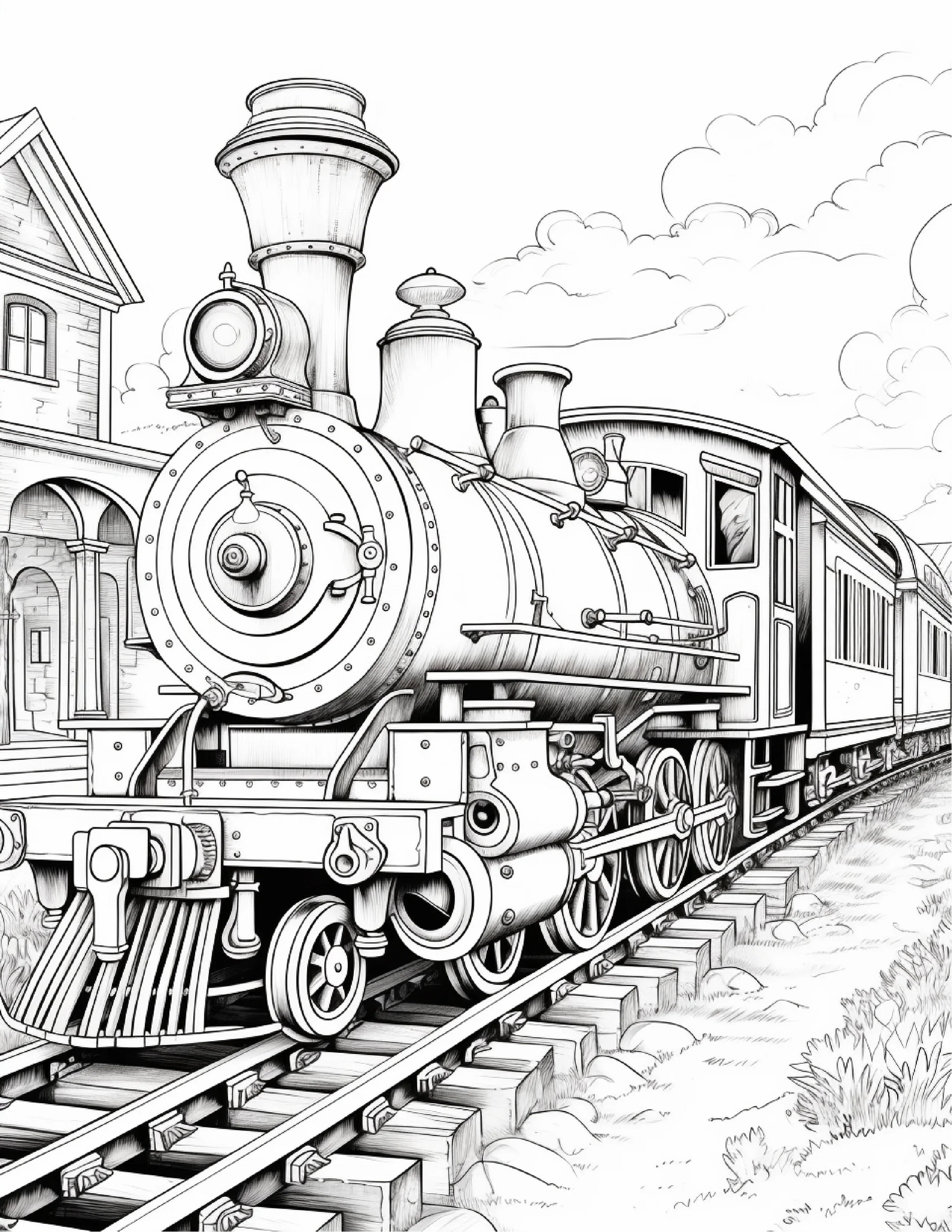 100 Steampunk Train Coloring Pages 1-Robs Books