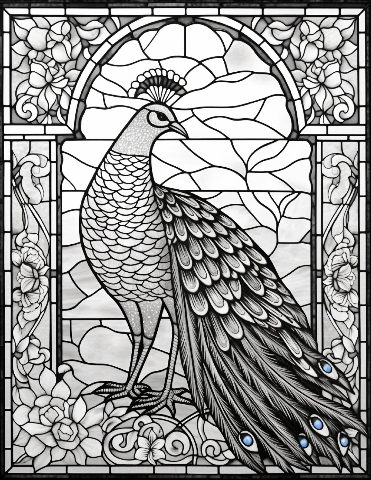 130 Stained Glass Animal Colouring Pages 1-Robs Books