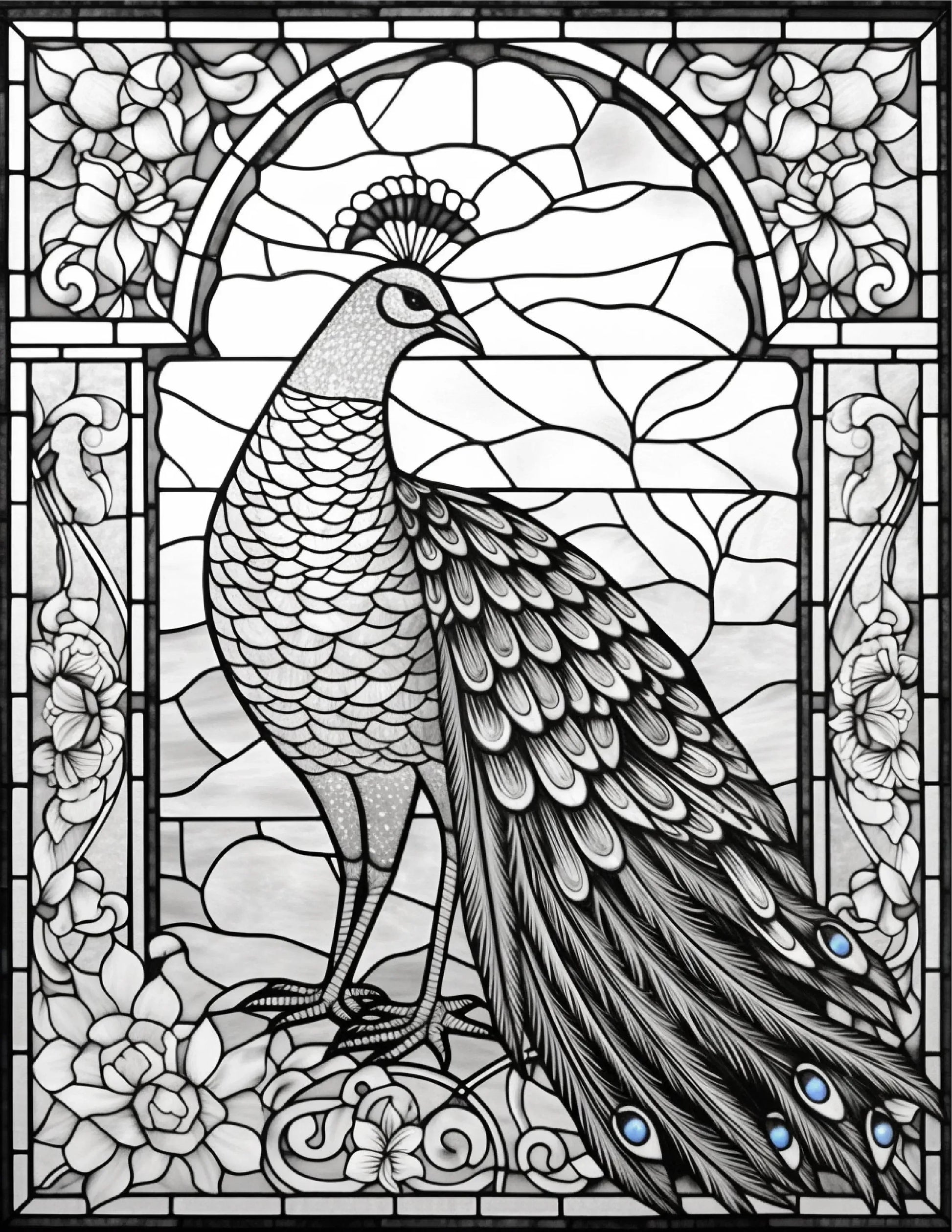 130 Stained Glass Animal Colouring Pages 1-Robs Books