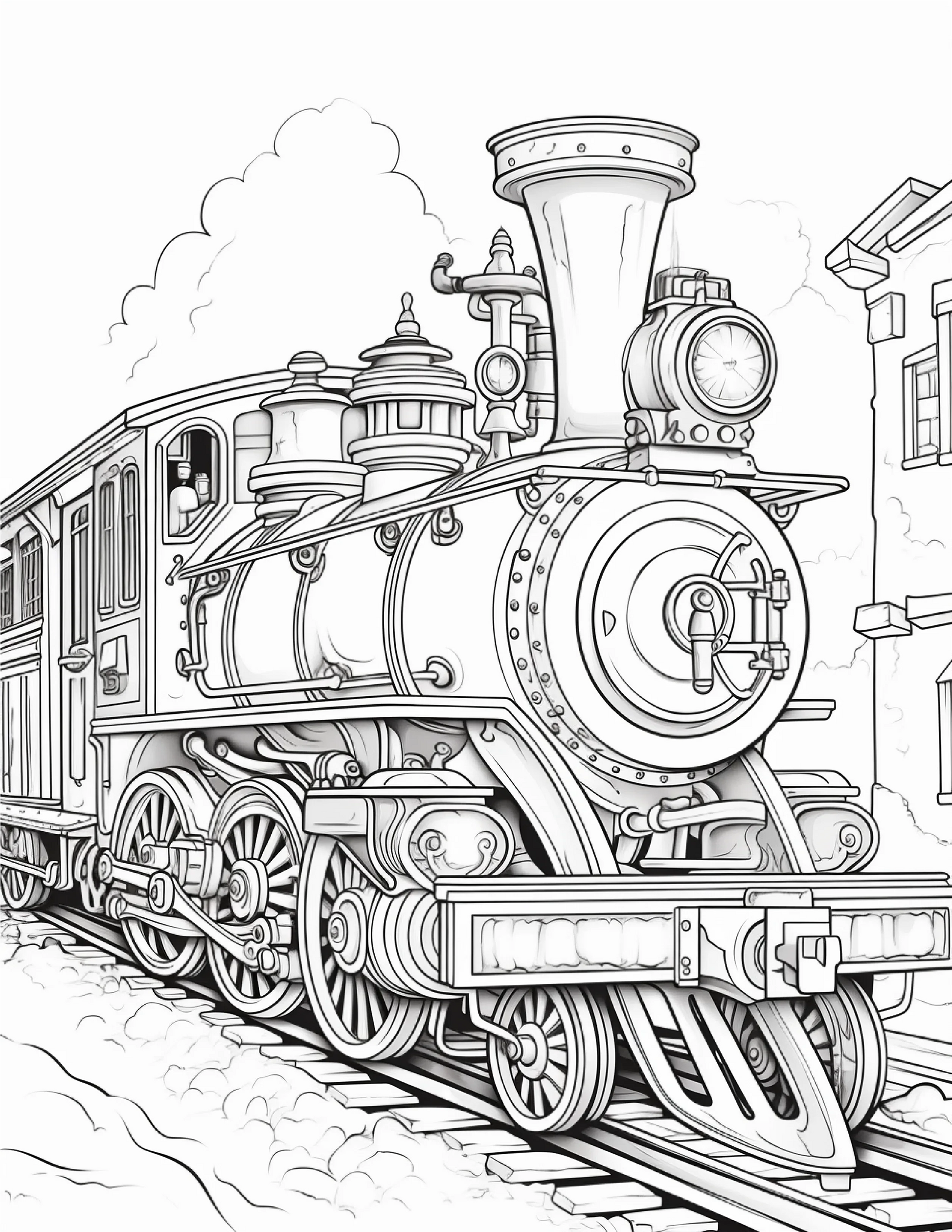 100 Steampunk Train Coloring Pages 1-Robs Books