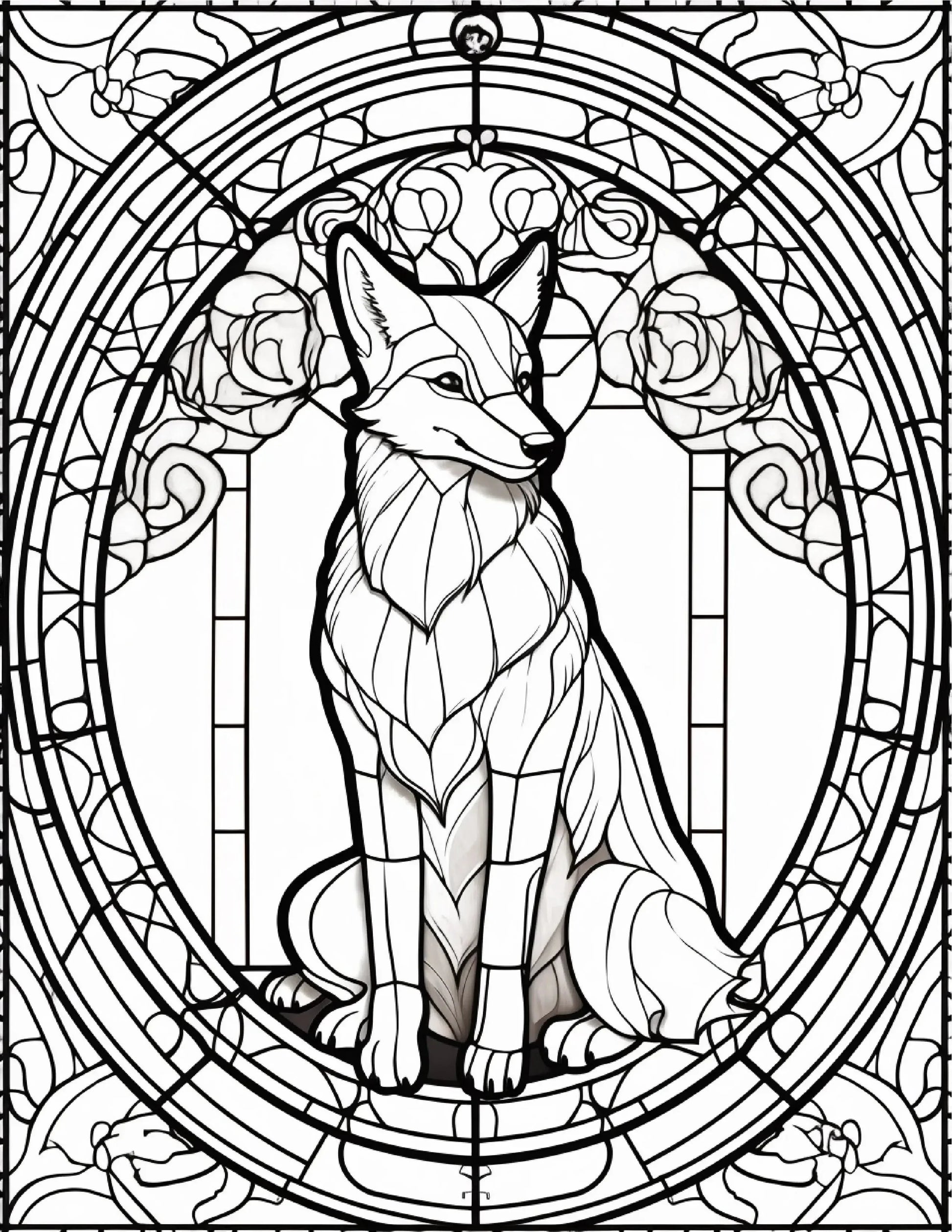 130 Stained Glass Animal Colouring Pages 1-Robs Books