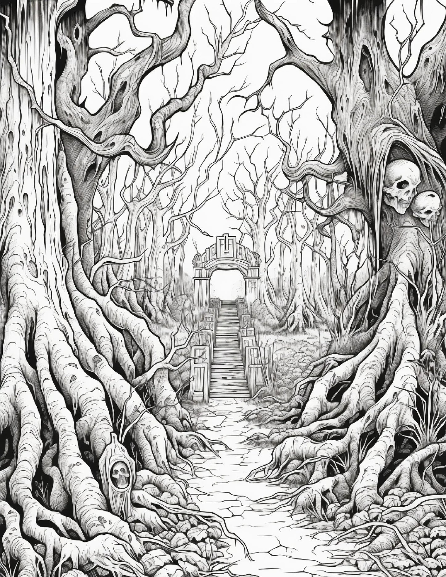 195 Enchanted Gothic Forest Coloring Pages-Robs Books