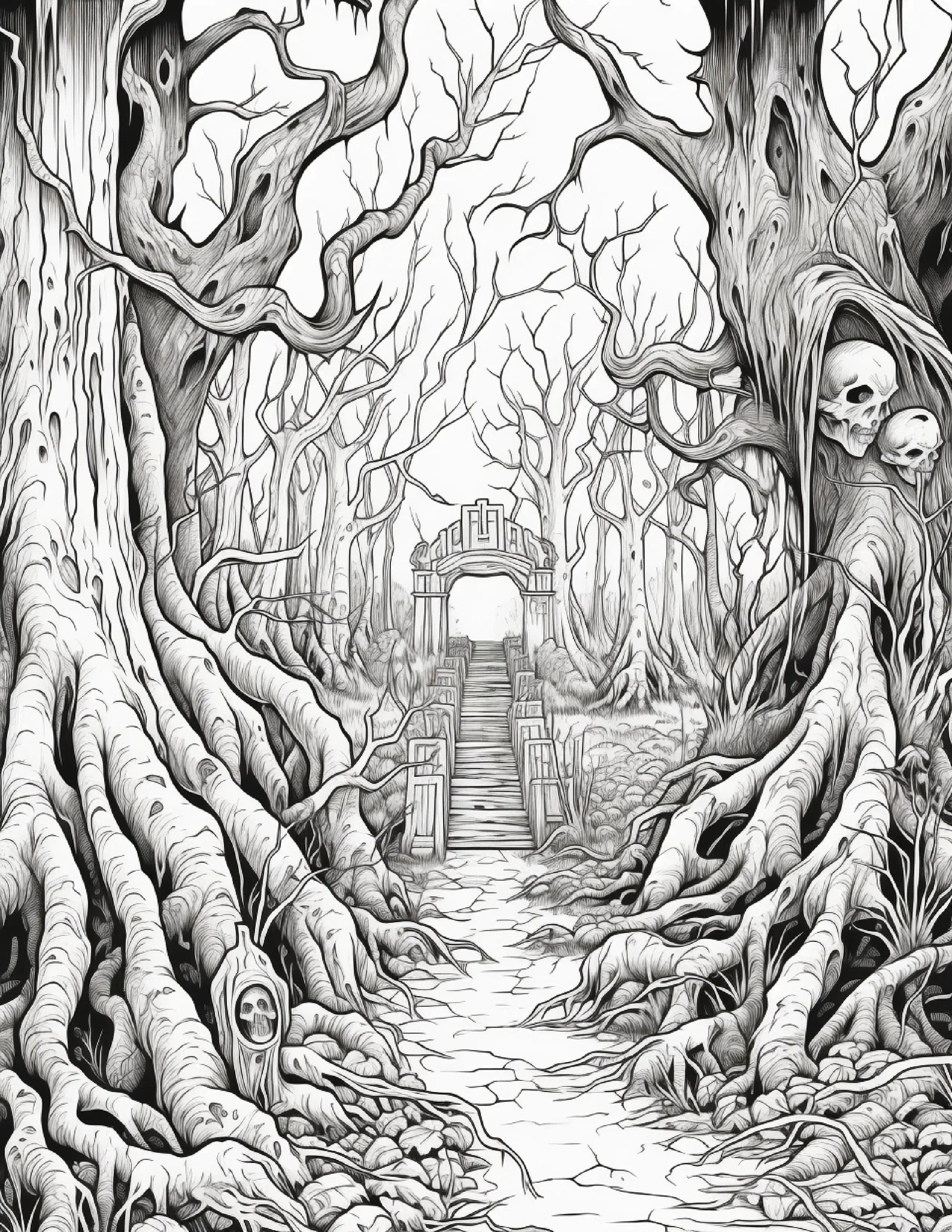 195 Enchanted Gothic Forest Coloring Pages-Robs Books