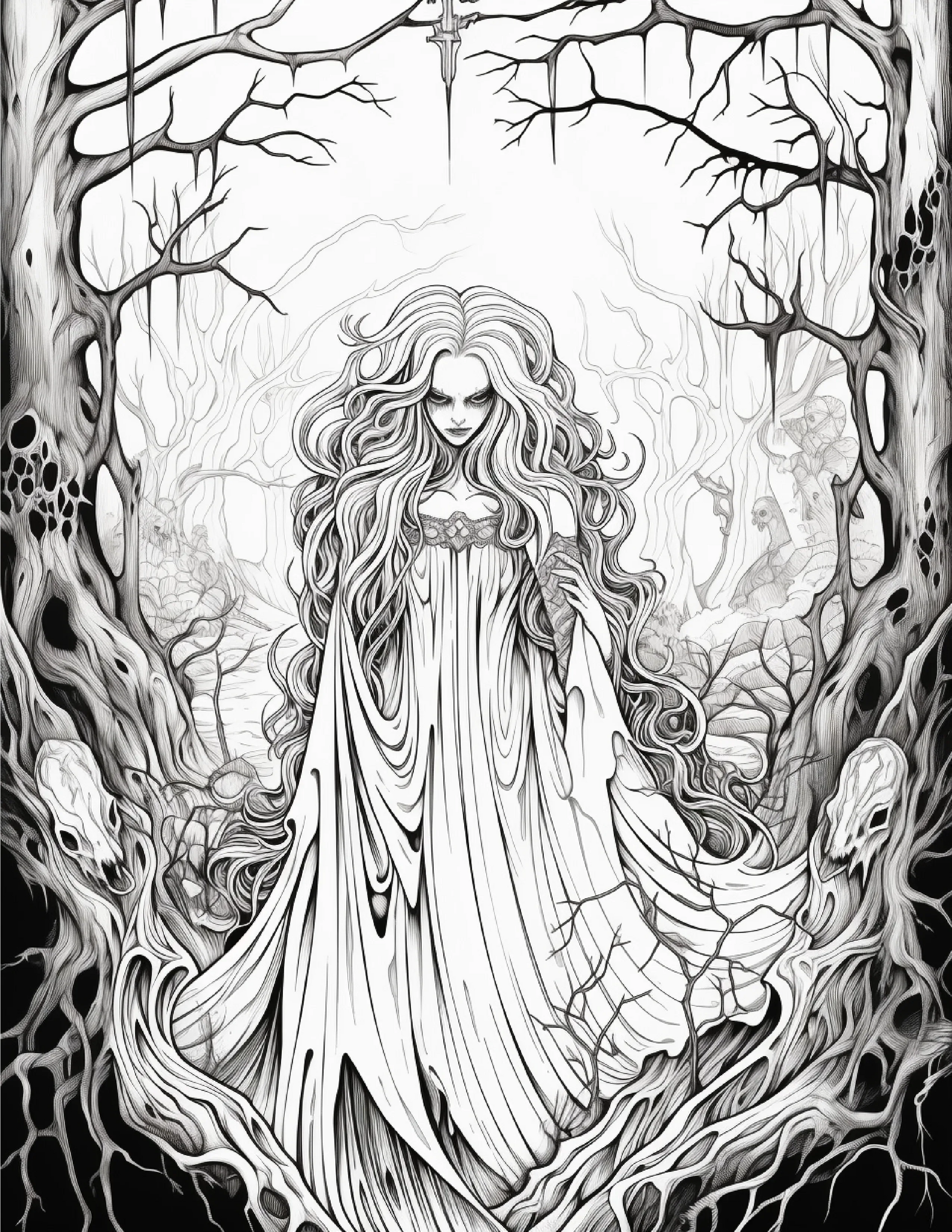 195 Enchanted Gothic Forest Coloring Pages-Robs Books