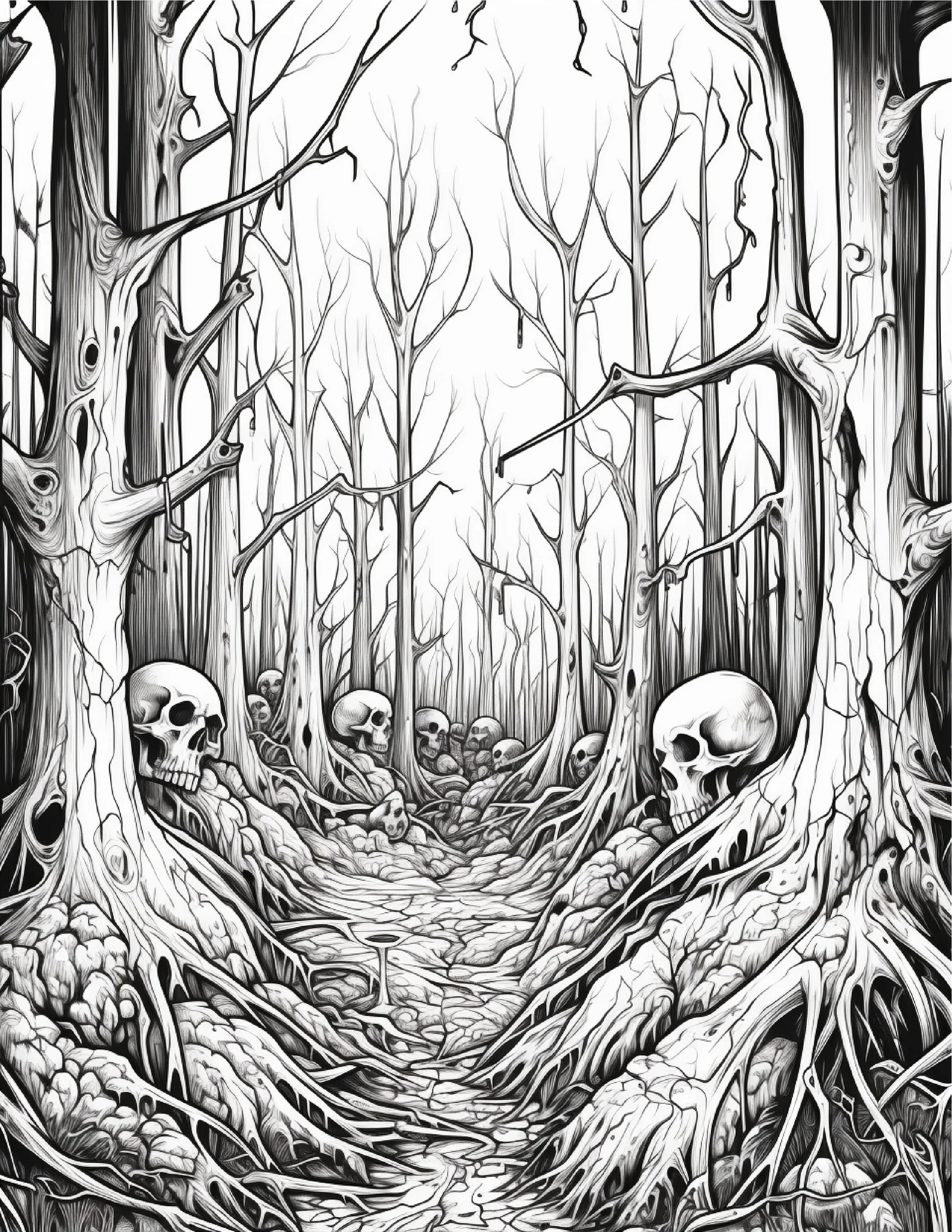 195 Enchanted Gothic Forest Coloring Pages-Robs Books