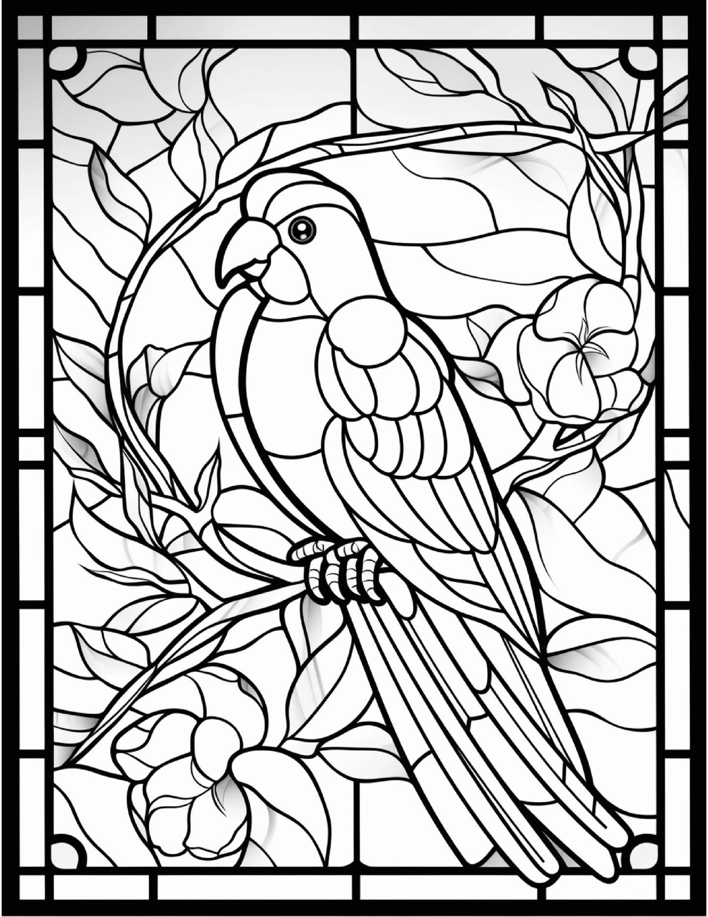 100 Stained Glass Bird Colouring Pages 2-Robs Books