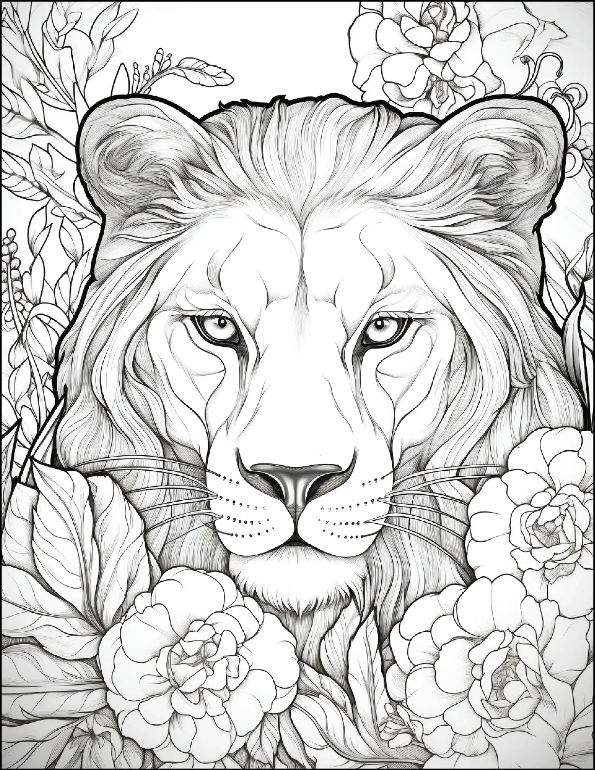 200 Floral Safari Animal Coloring Pages for Adults-Robs Books