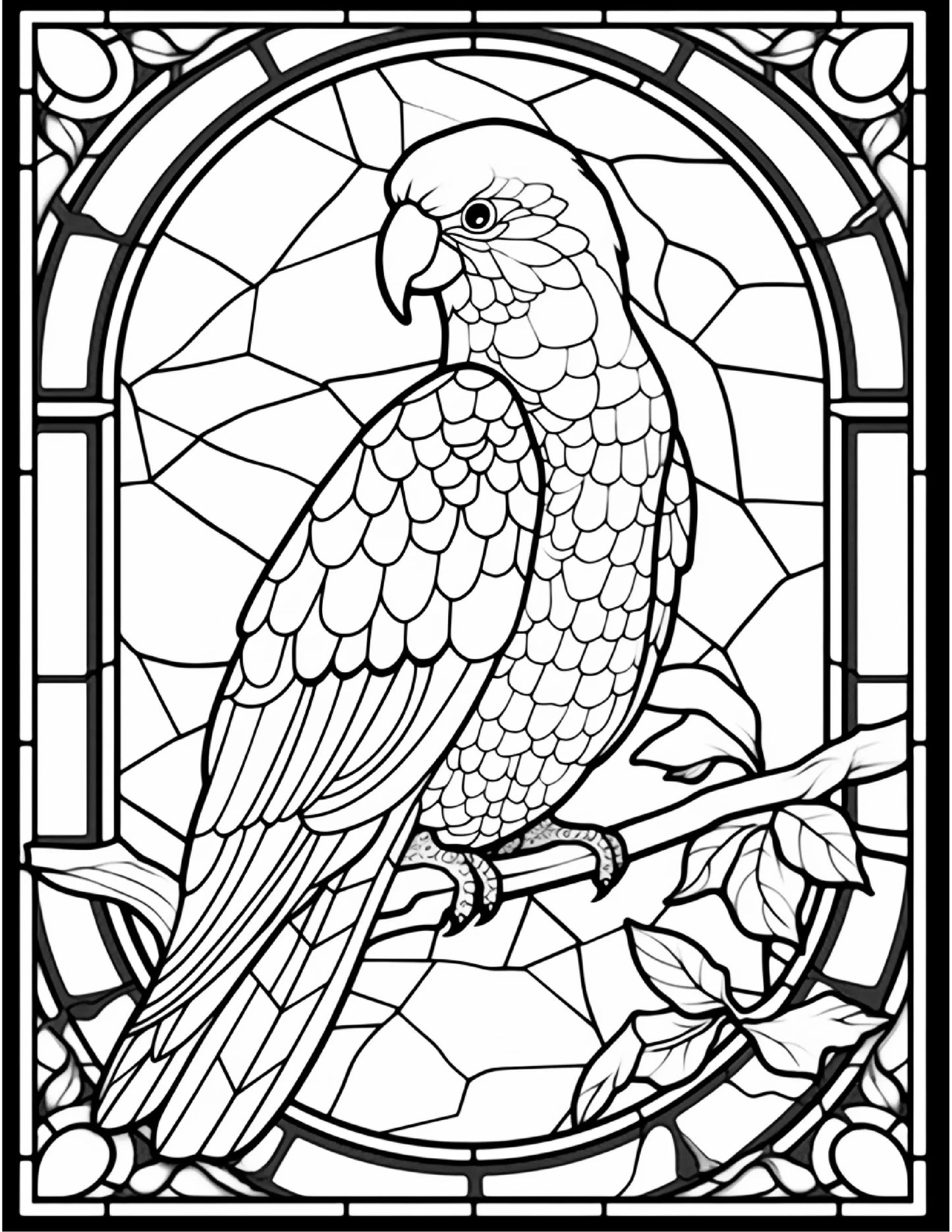 100 Stained Glass Bird Colouring Pages 2-Robs Books