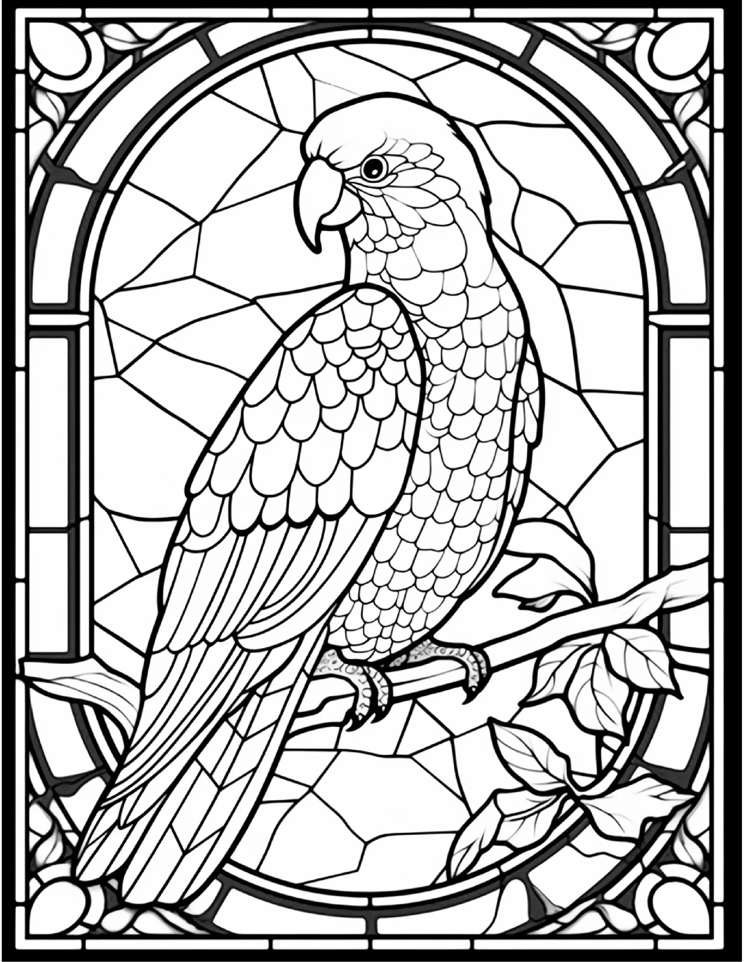 100 Stained Glass Bird Colouring Pages 2 - Robs Books