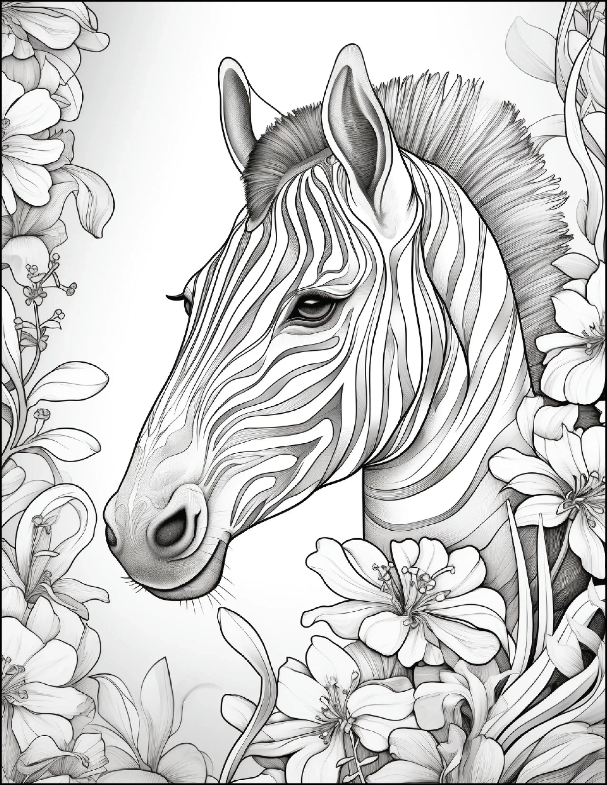 200 Floral Safari Animal Coloring Pages for Adults-Robs Books
