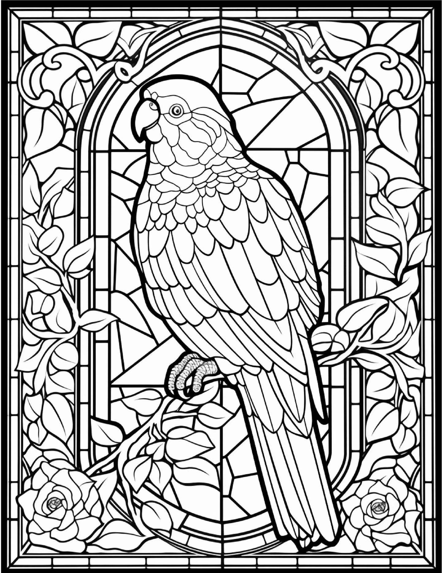 100 Stained Glass Bird Colouring Pages 2-Robs Books