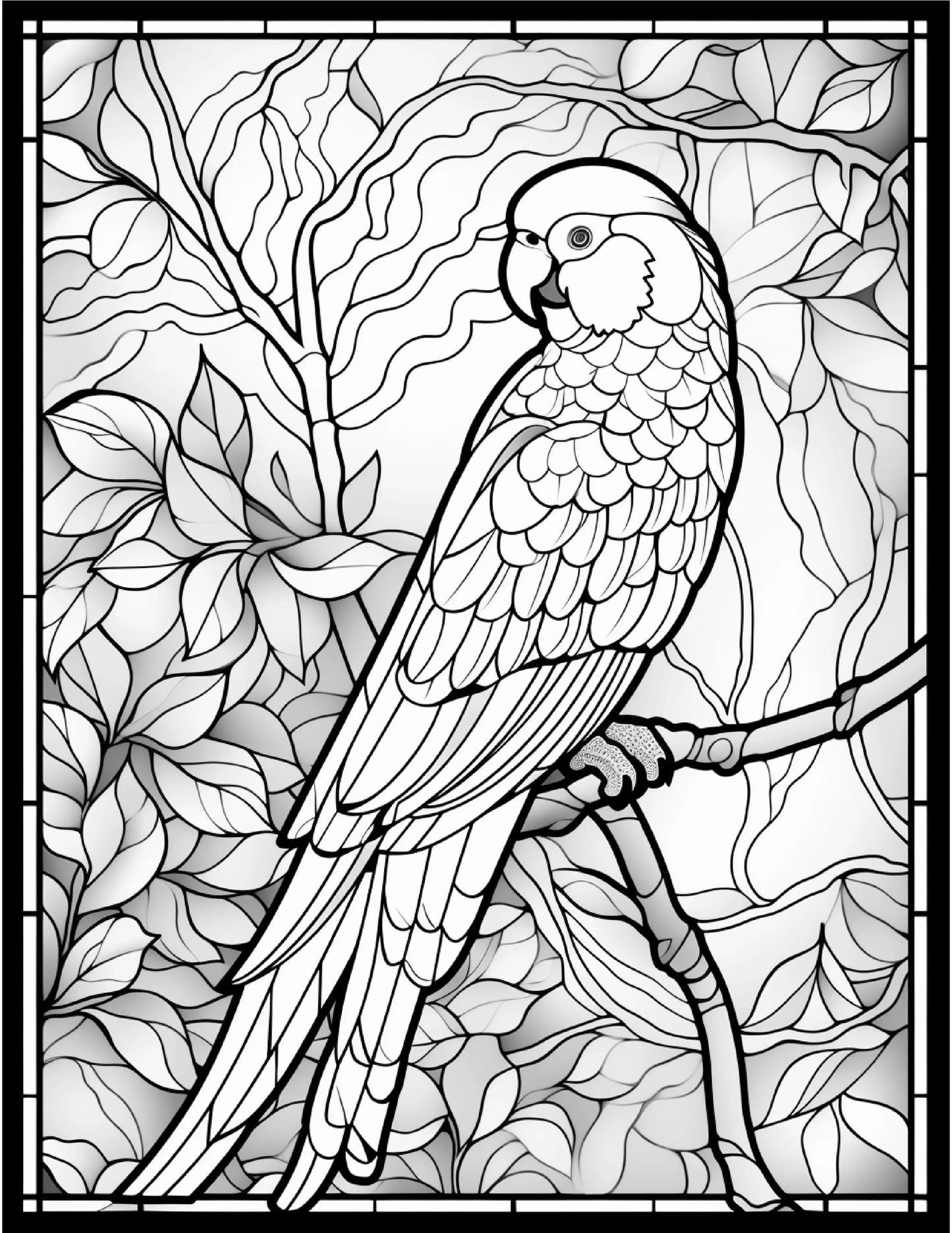 100 Stained Glass Bird Colouring Pages 2-Robs Books