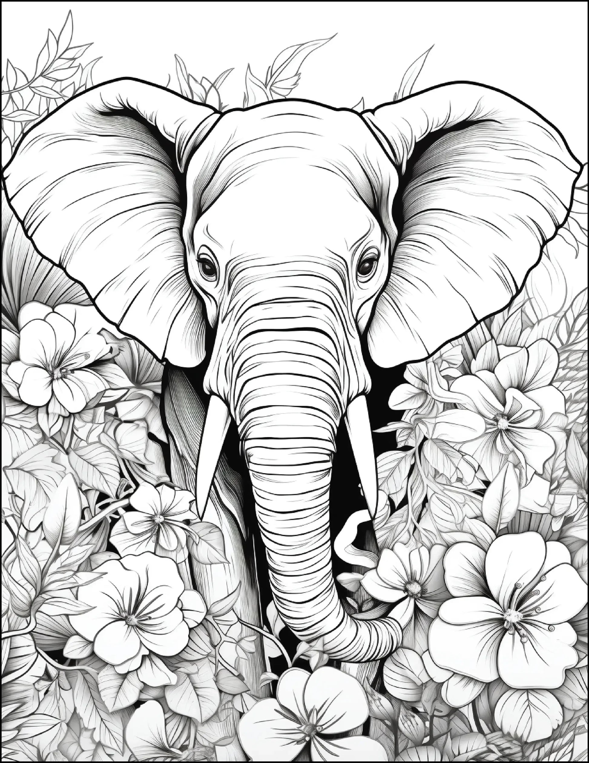 200 Floral Safari Animal Coloring Pages for Adults-Robs Books