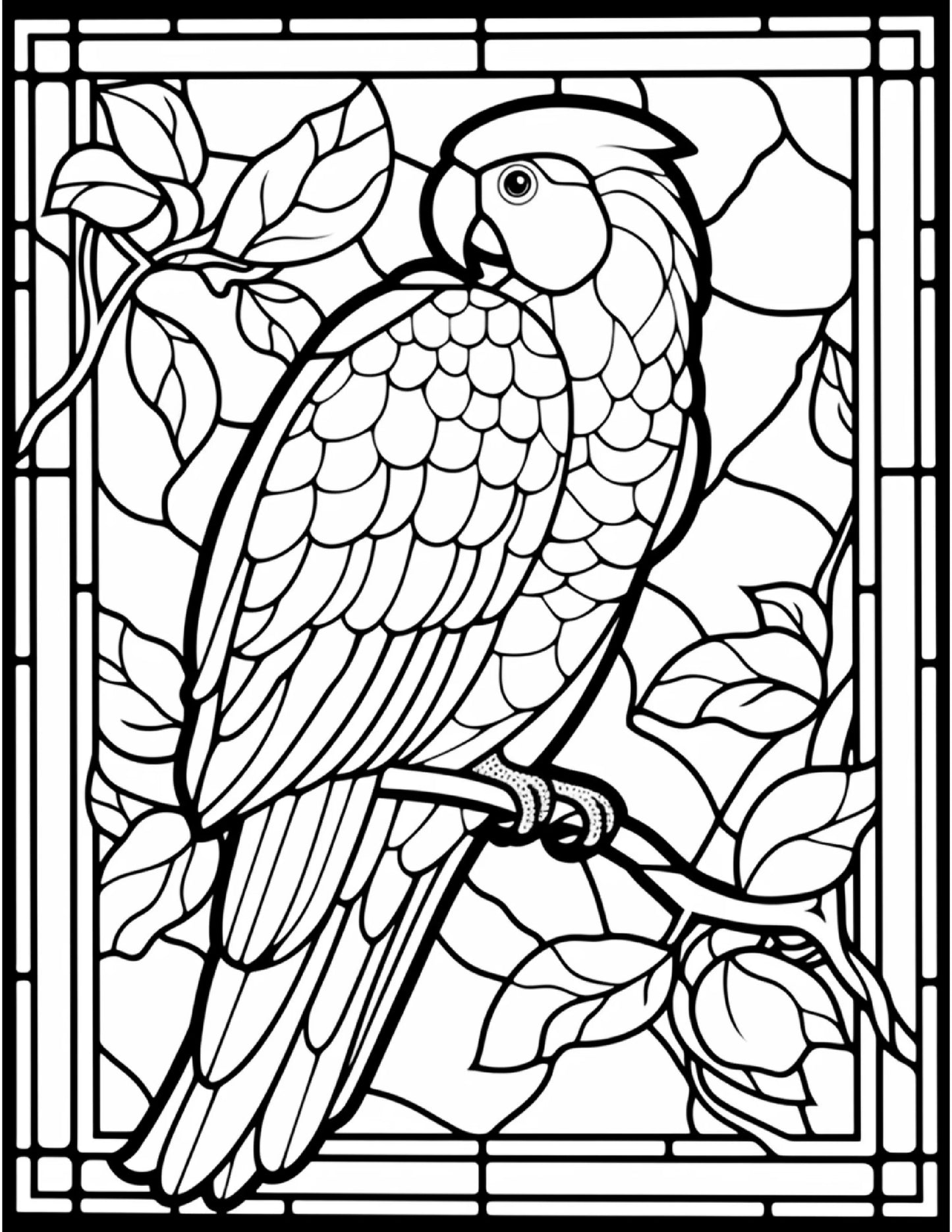 100 Stained Glass Bird Colouring Pages 2-Robs Books