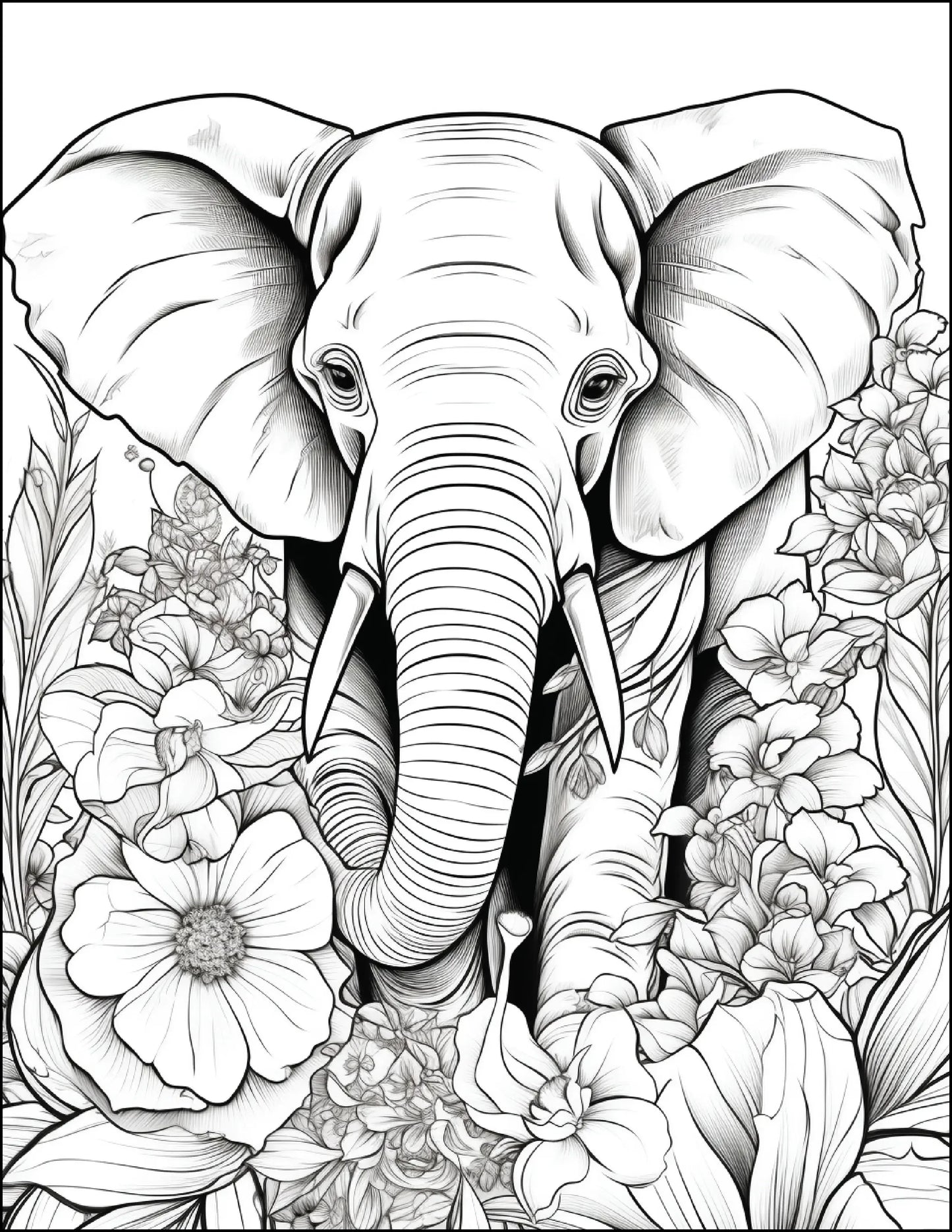 200 Floral Safari Animal Coloring Pages for Adults-Robs Books