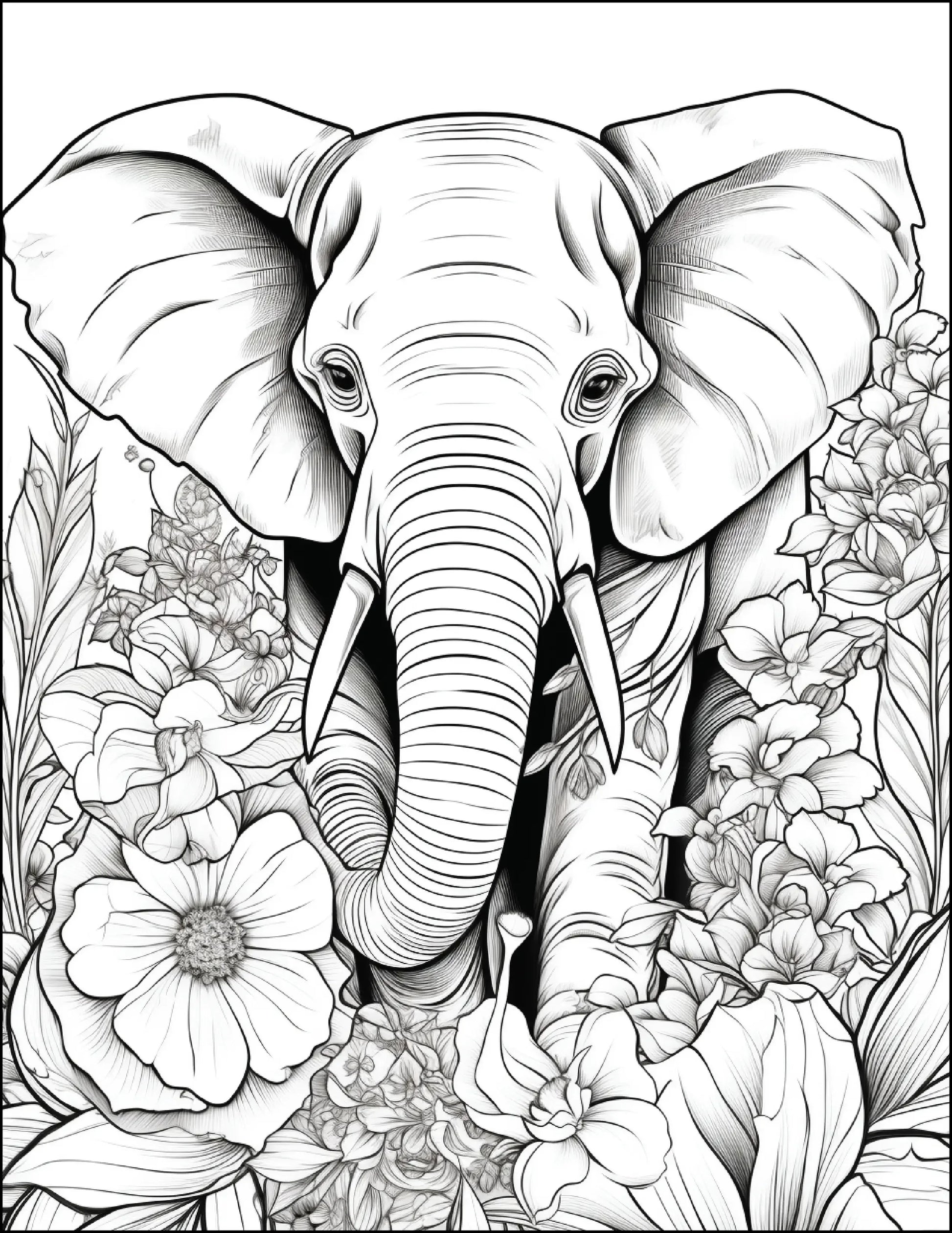 200 Floral Safari Animal Coloring Pages for Adults-Robs Books