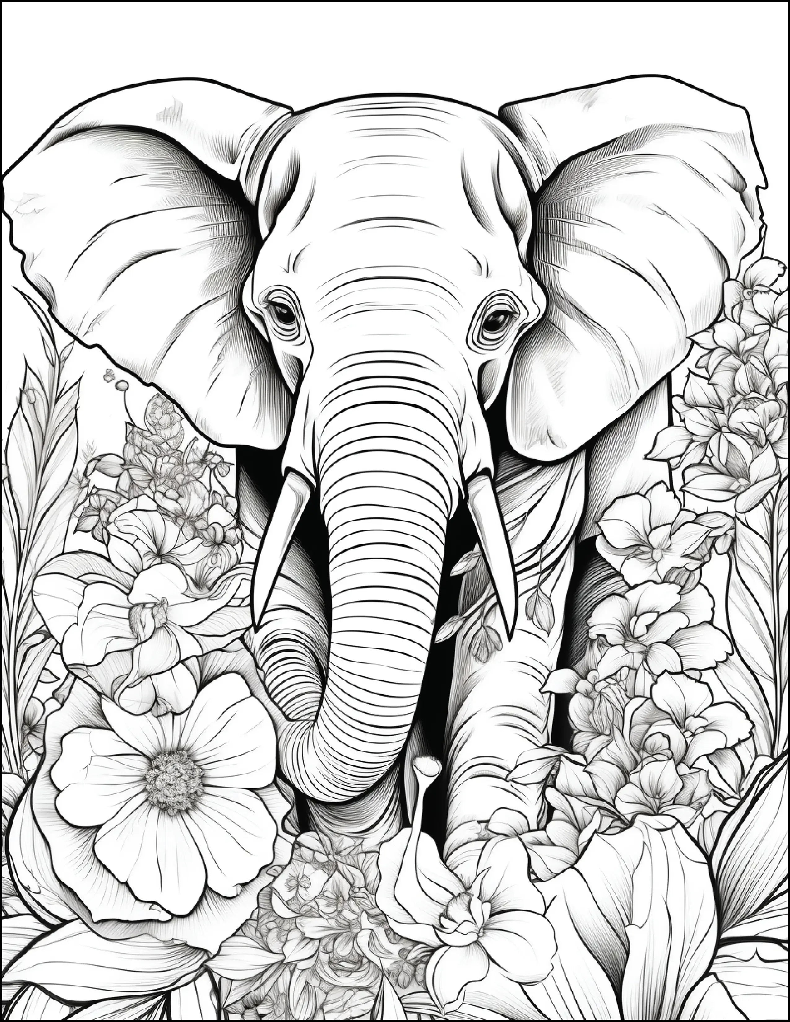 200 Floral Safari Animal Coloring Pages for Adults - Robs Books