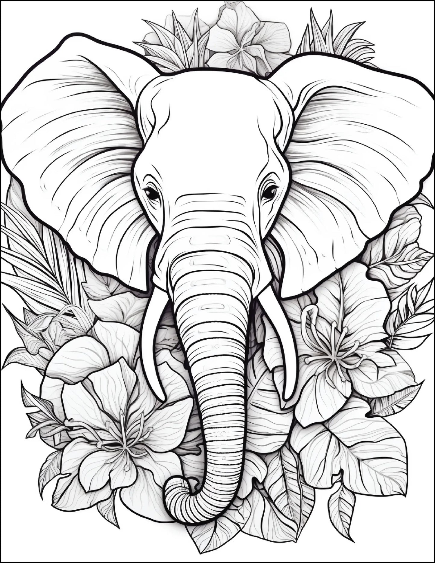 200 Floral Safari Animal Coloring Pages for Adults-Robs Books