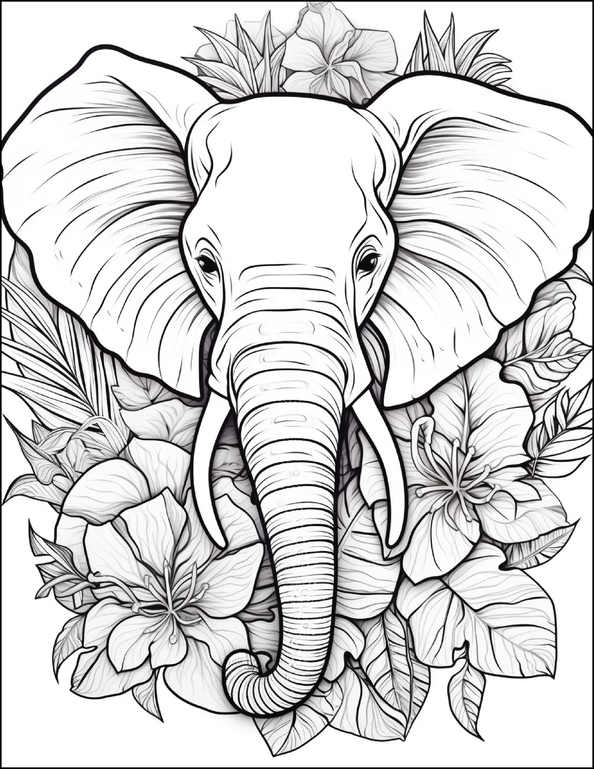 200 Floral Safari Animal Coloring Pages for Adults-Robs Books