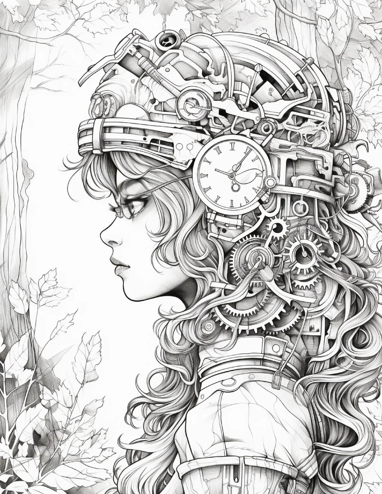 220 Steampunk Forest Coloring pages-Robs Books