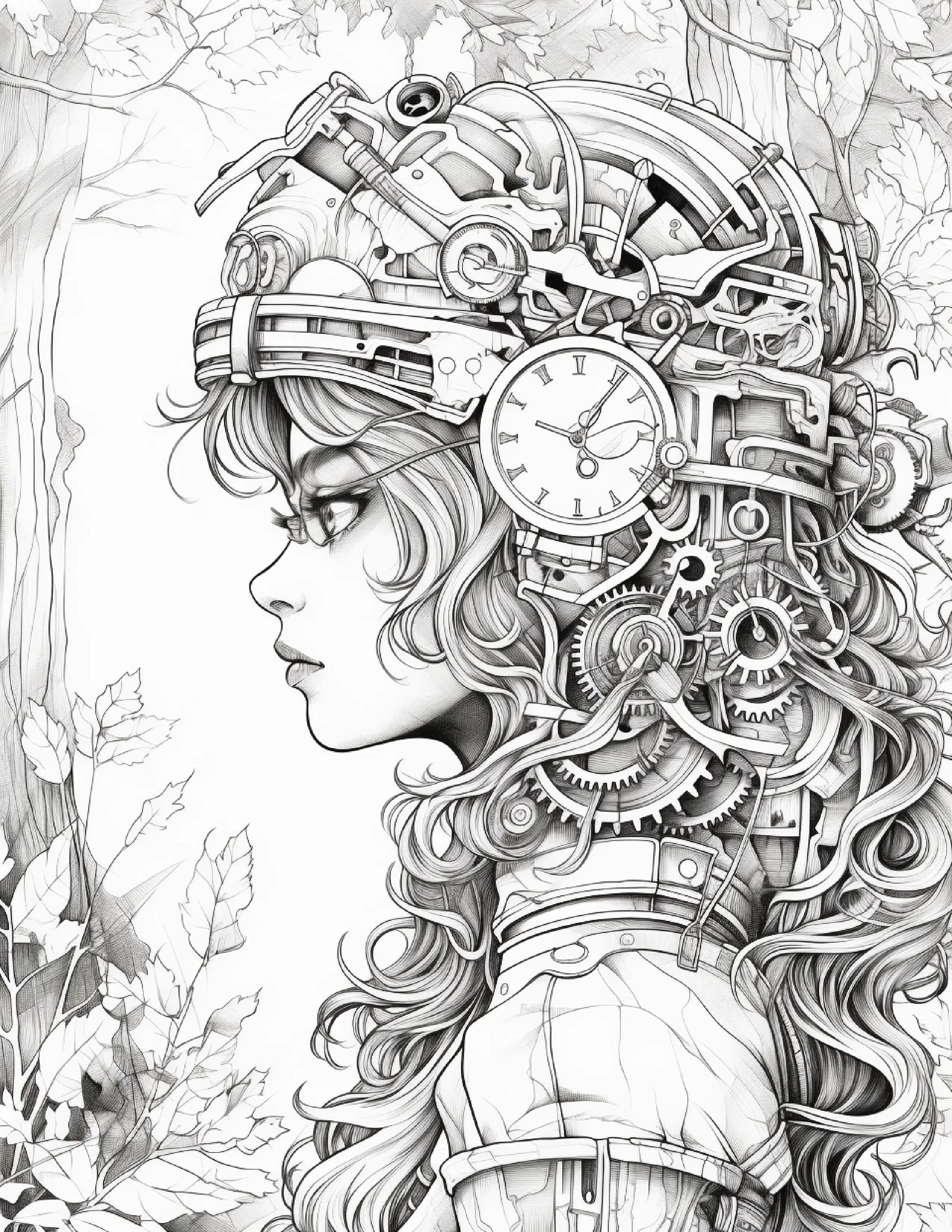 220 Steampunk Forest Coloring pages-Robs Books