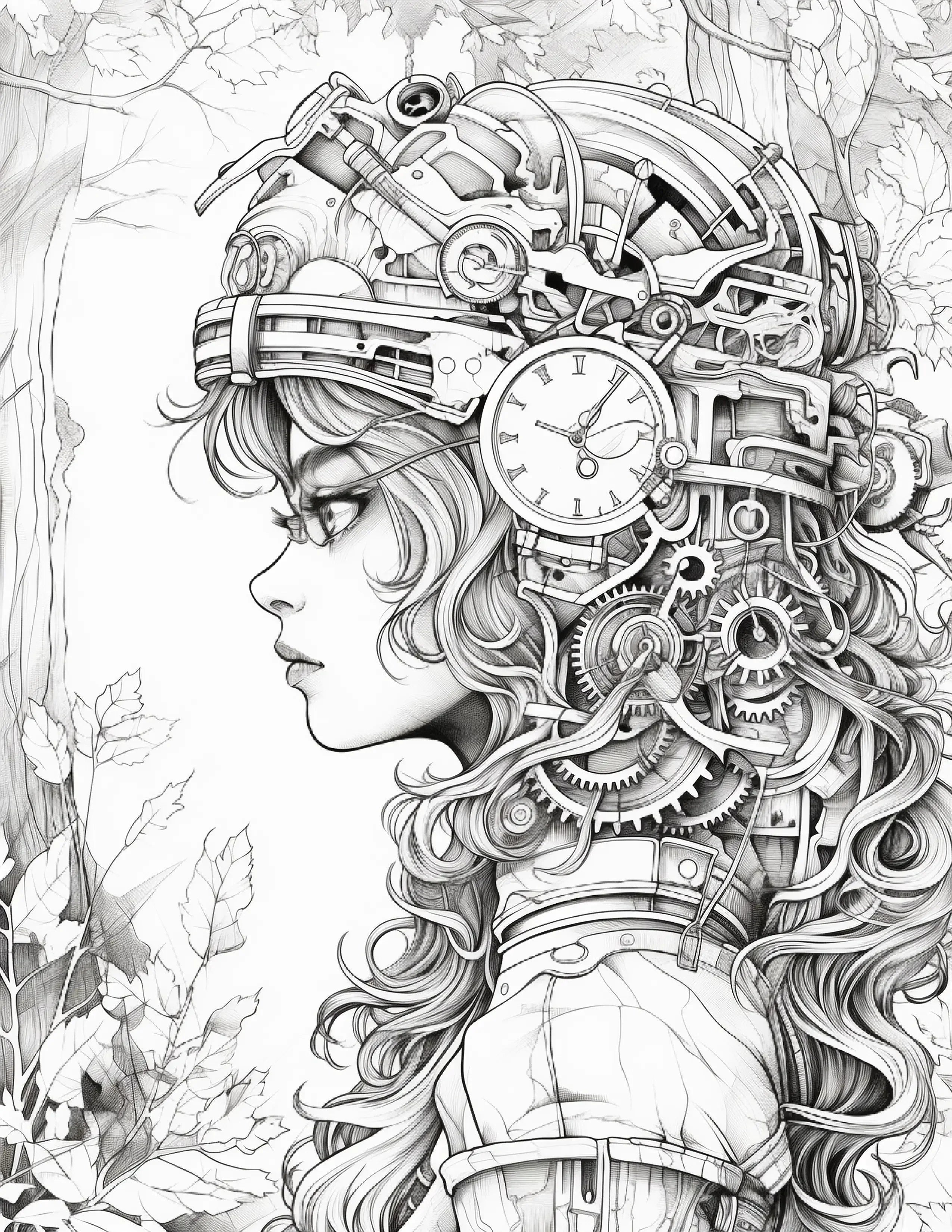 225 Steampunk Forest Coloring pages - Robs Books