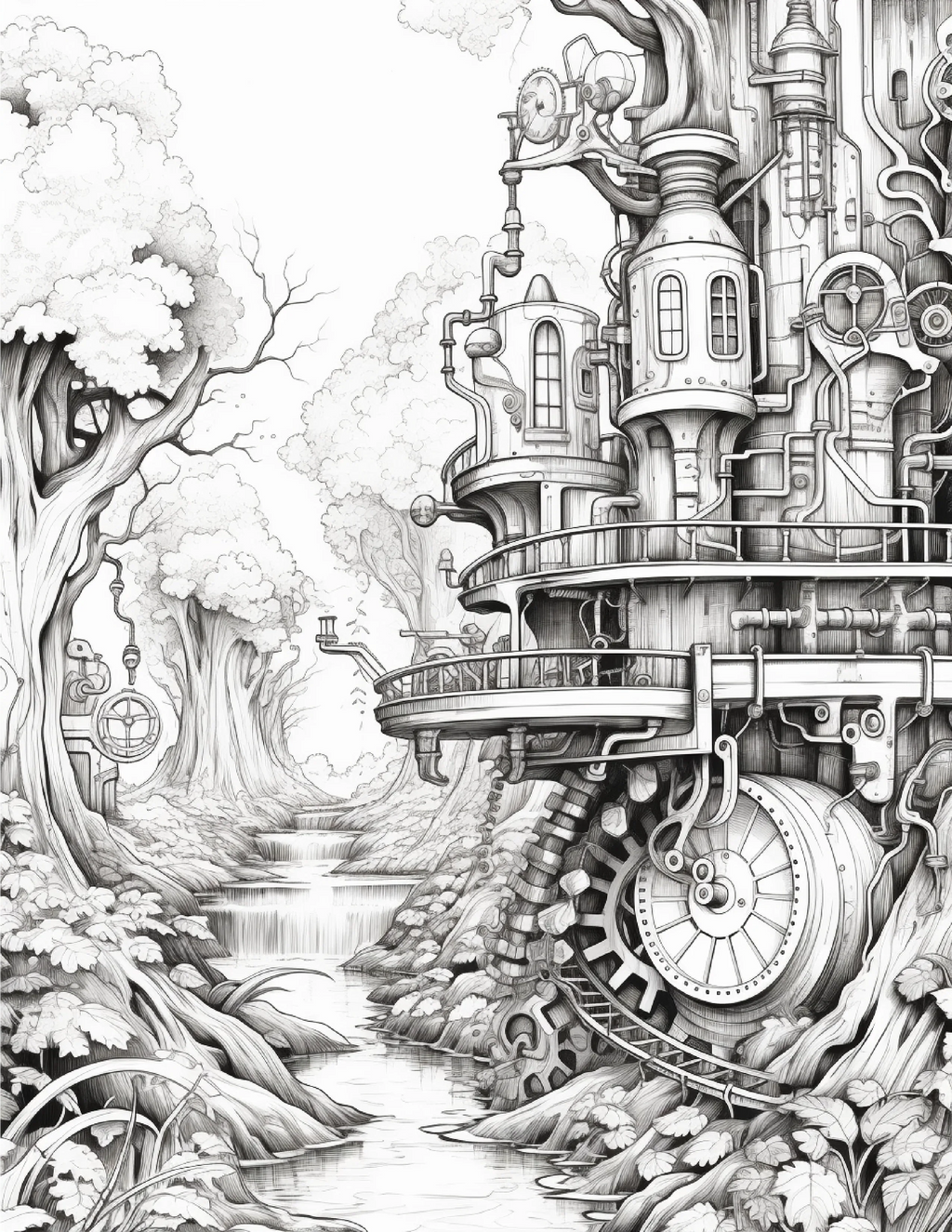 220 Steampunk Forest Coloring pages - Robs Books