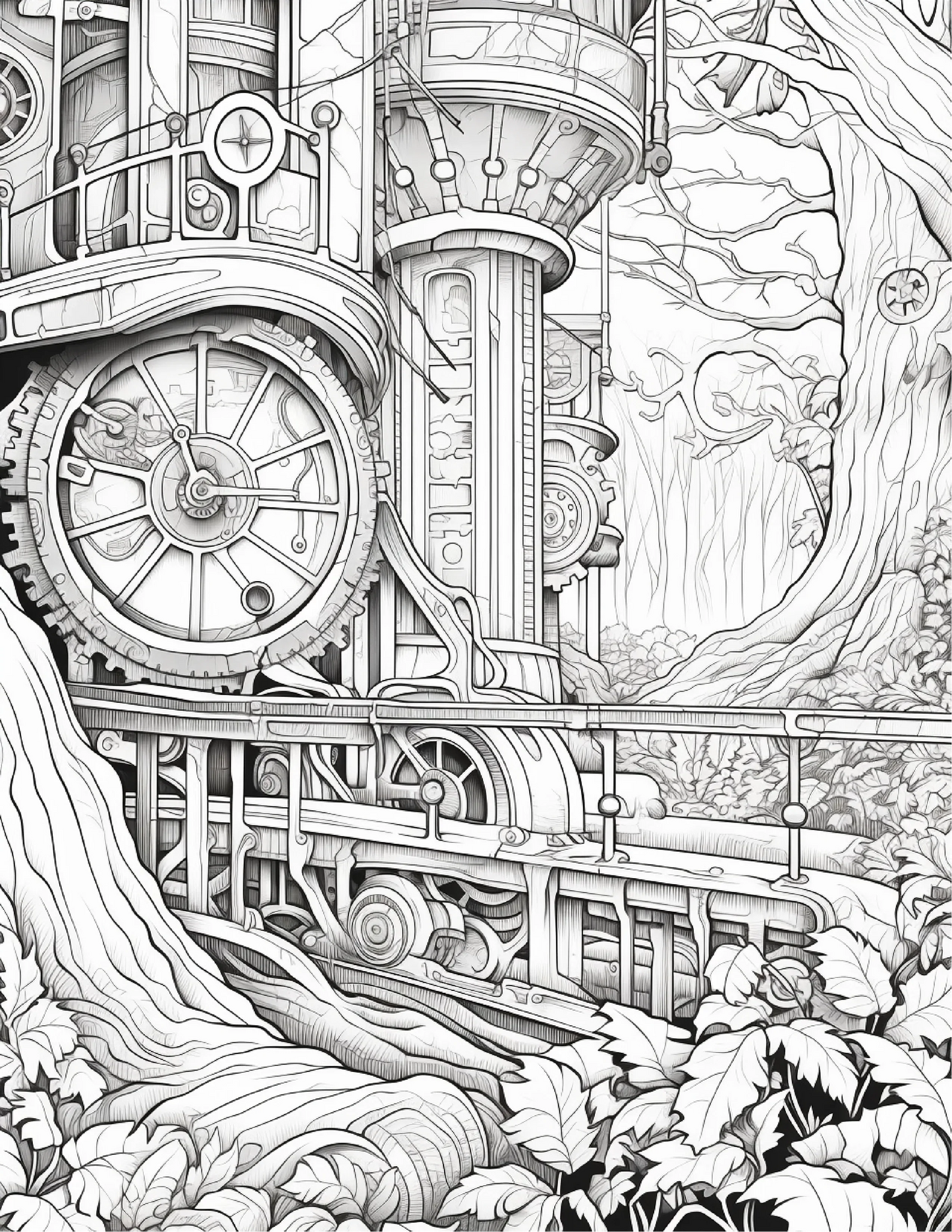 220 Steampunk Forest Coloring pages-Robs Books