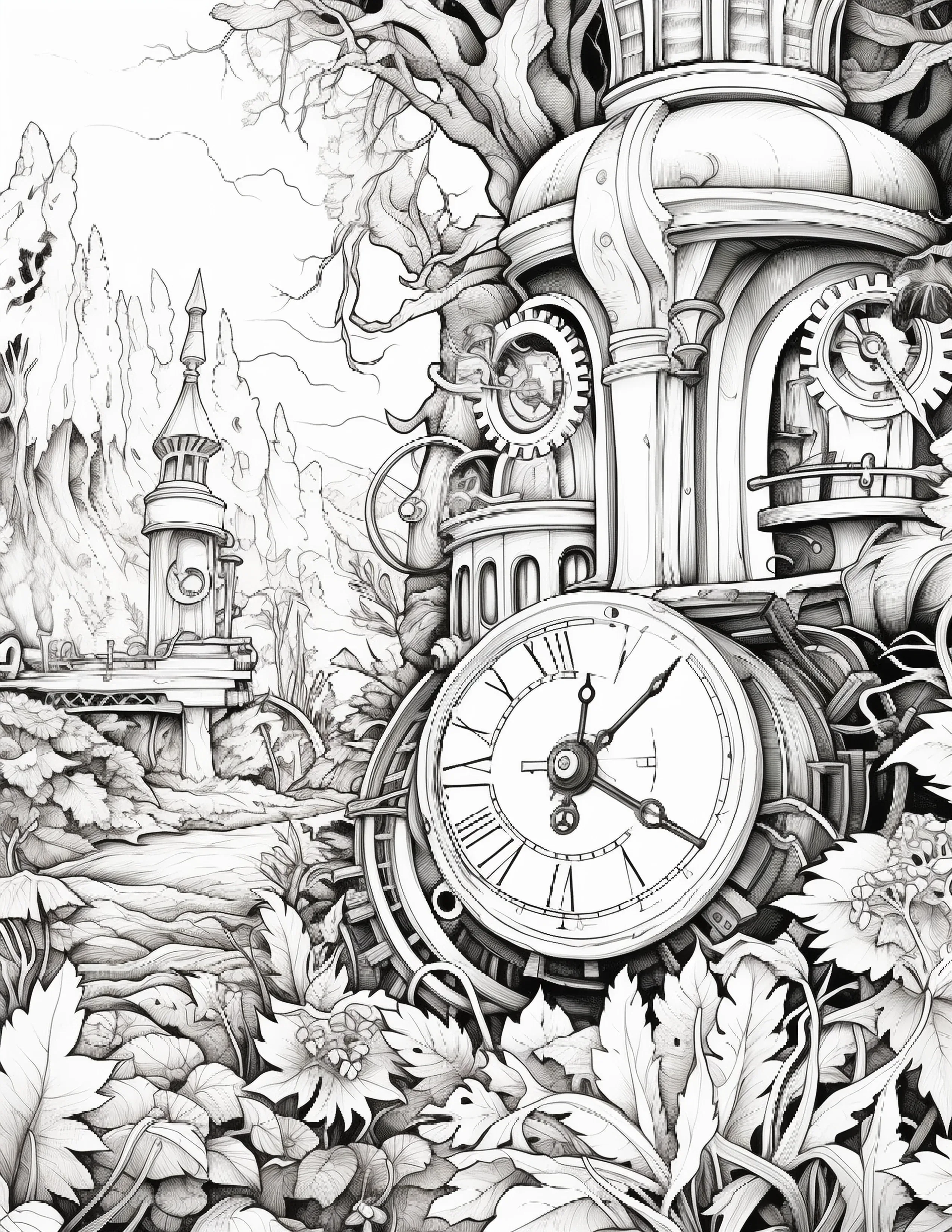 220 Steampunk Forest Coloring pages - Robs Books