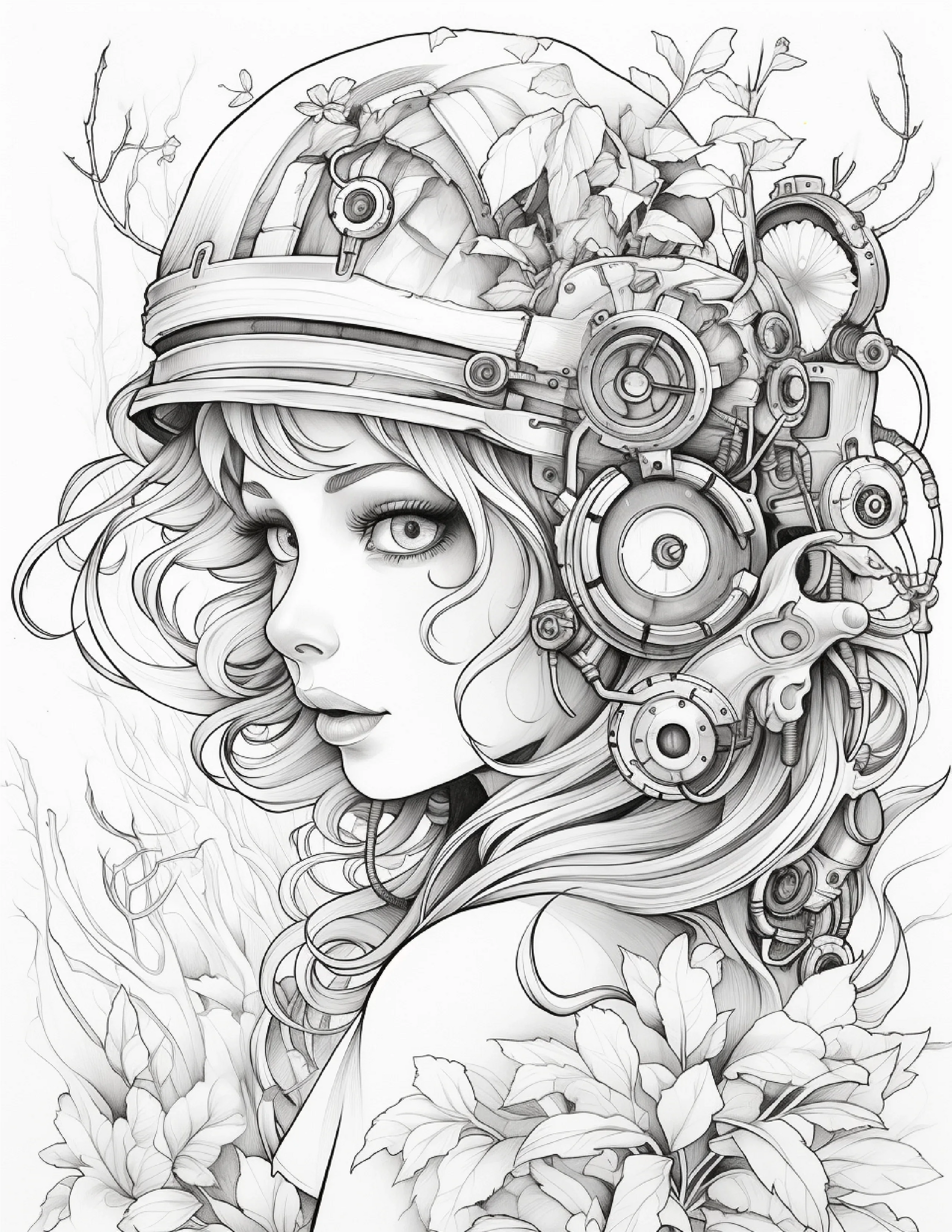 225 Steampunk Forest Coloring pages-Robs Books
