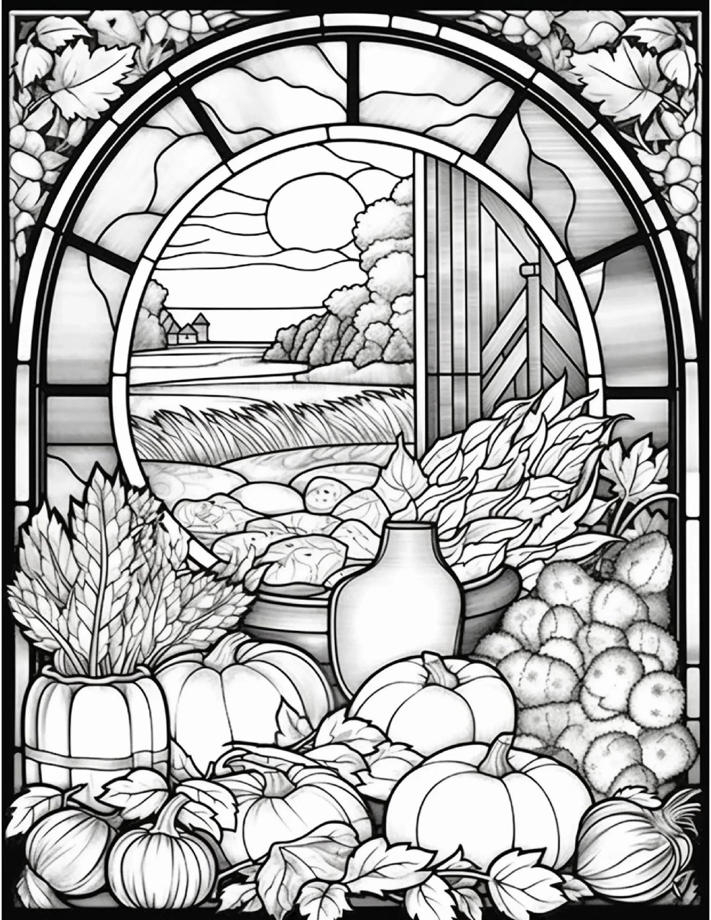 100 Stained Glass Autumn Coloring for Adults-Robs Books