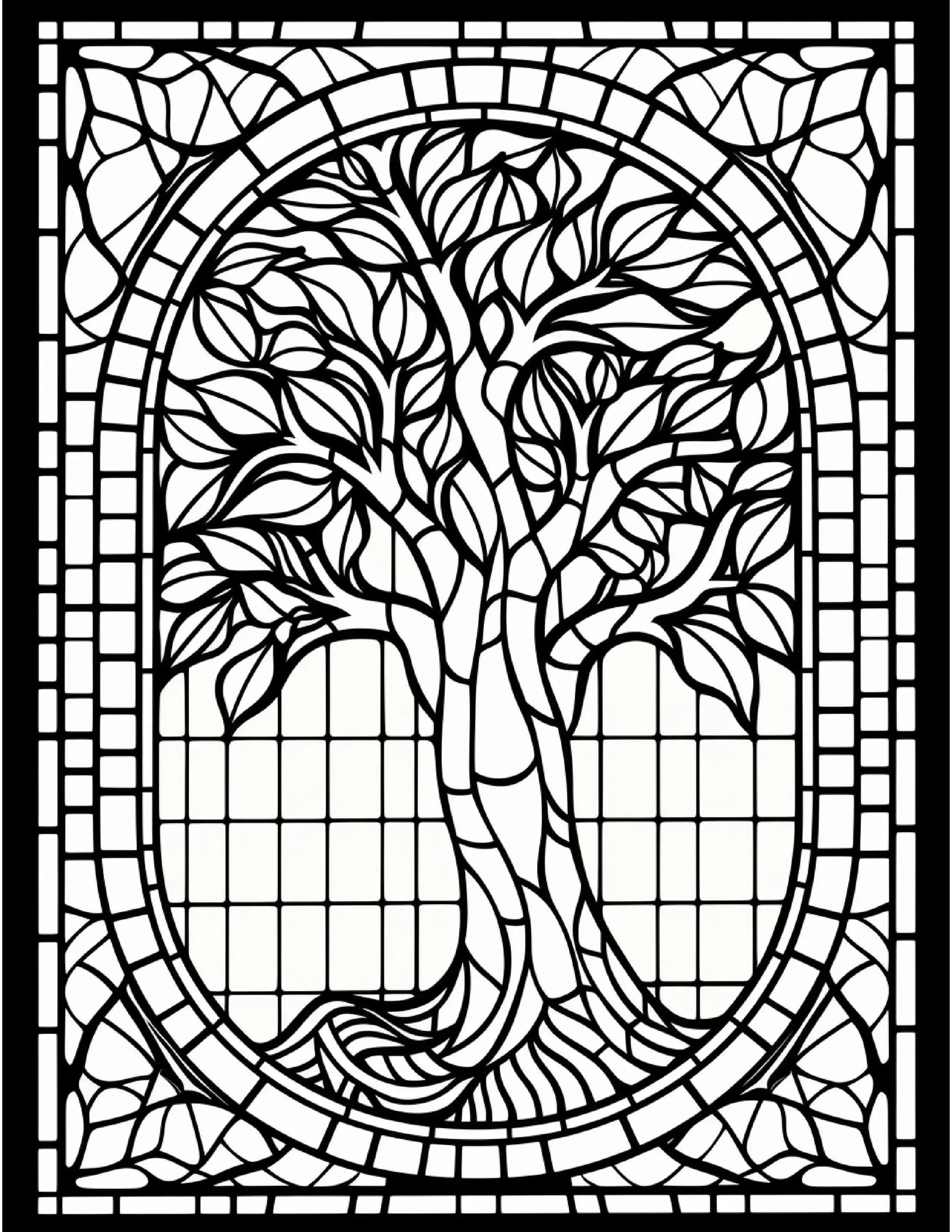 100 Stained Glass Autumn Coloring for Adults-Robs Books