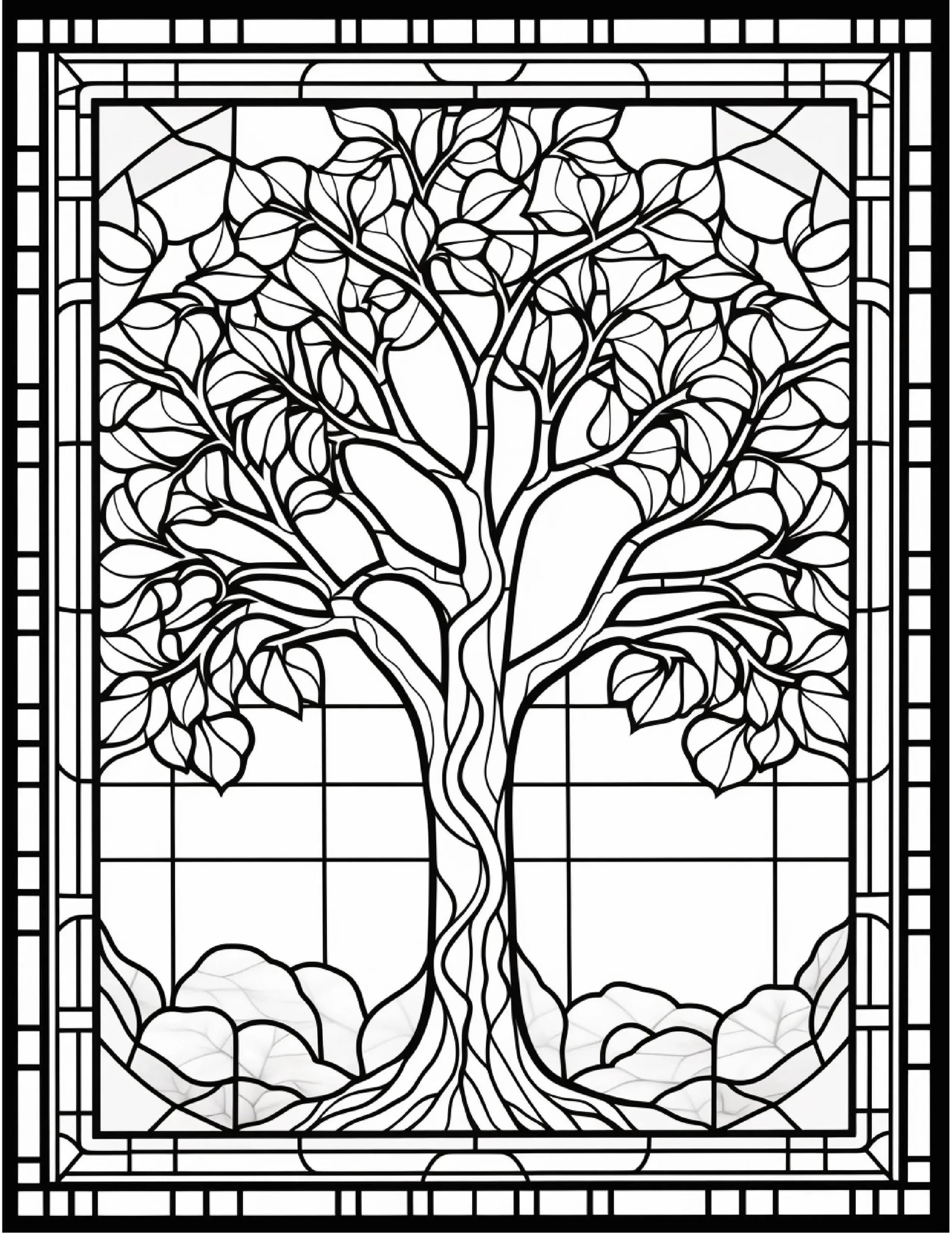 100 Stained Glass Autumn Coloring for Adults-Robs Books