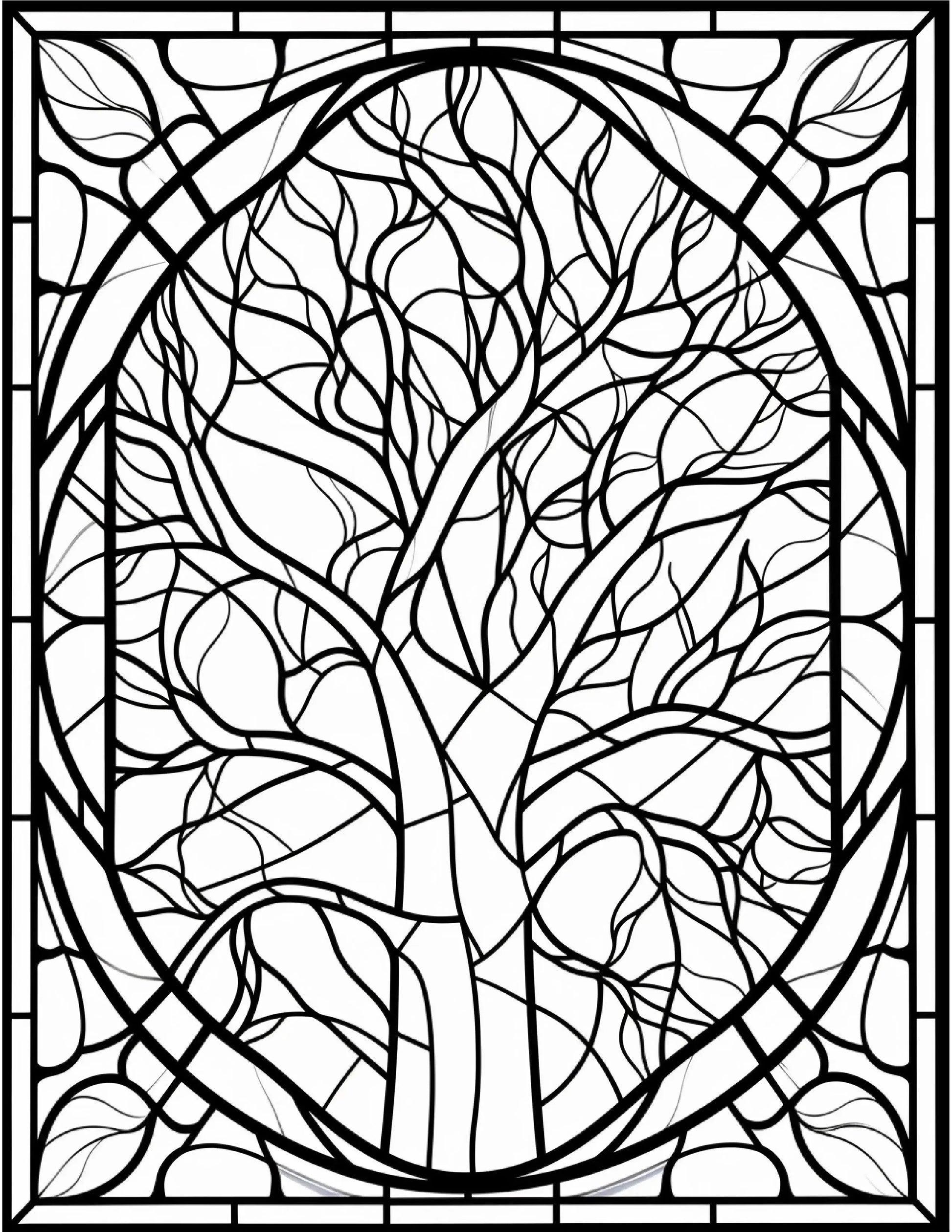 100 Stained Glass Autumn Coloring for Adults-Robs Books