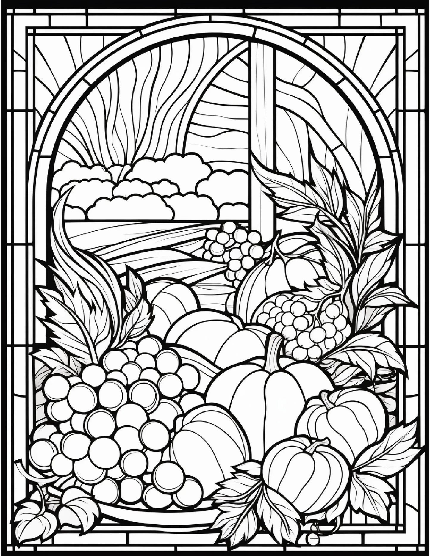 100 Stained-Glass Autumn Coloring-Robs Books
