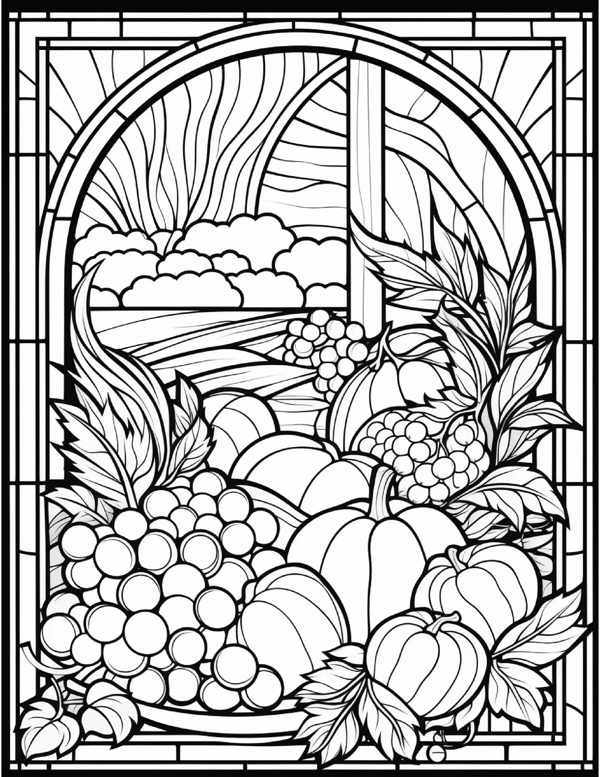 100 Stained-Glass Autumn Coloring-Robs Books