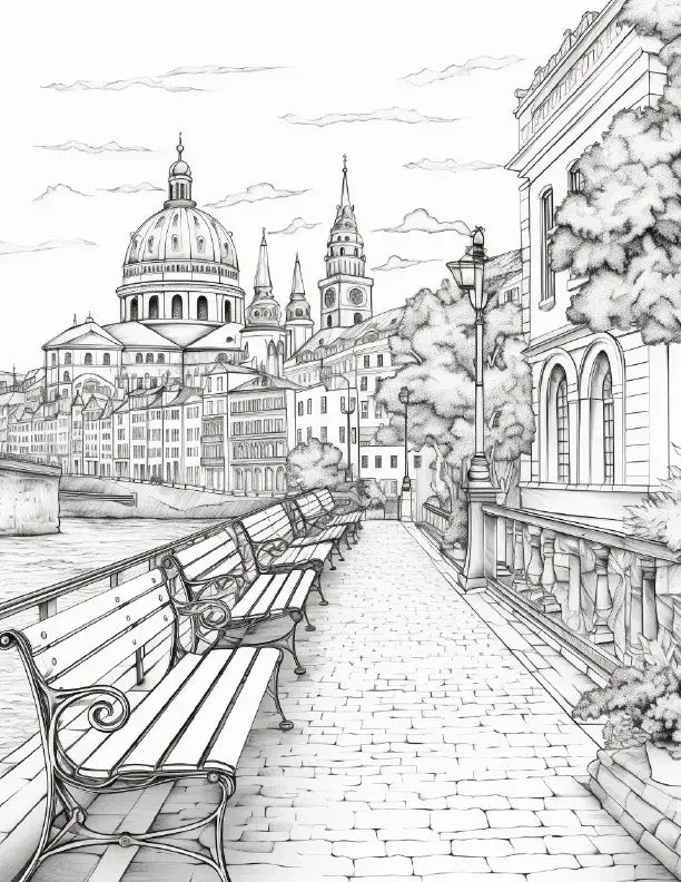 290 European City Coloring pages-Robs Books