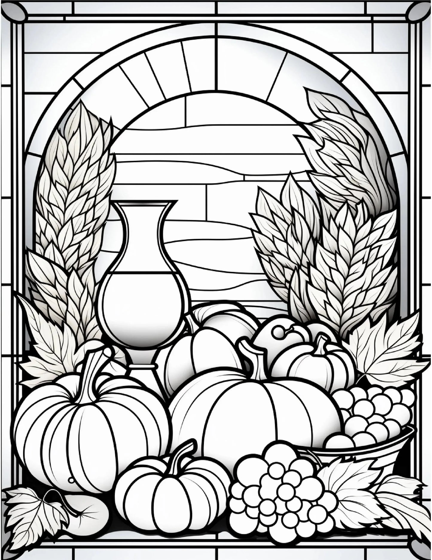 100 Stained-Glass Autumn Coloring-Robs Books