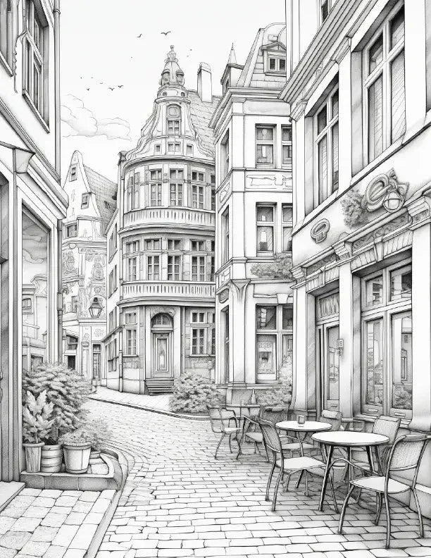 290 European City Coloring pages-Robs Books