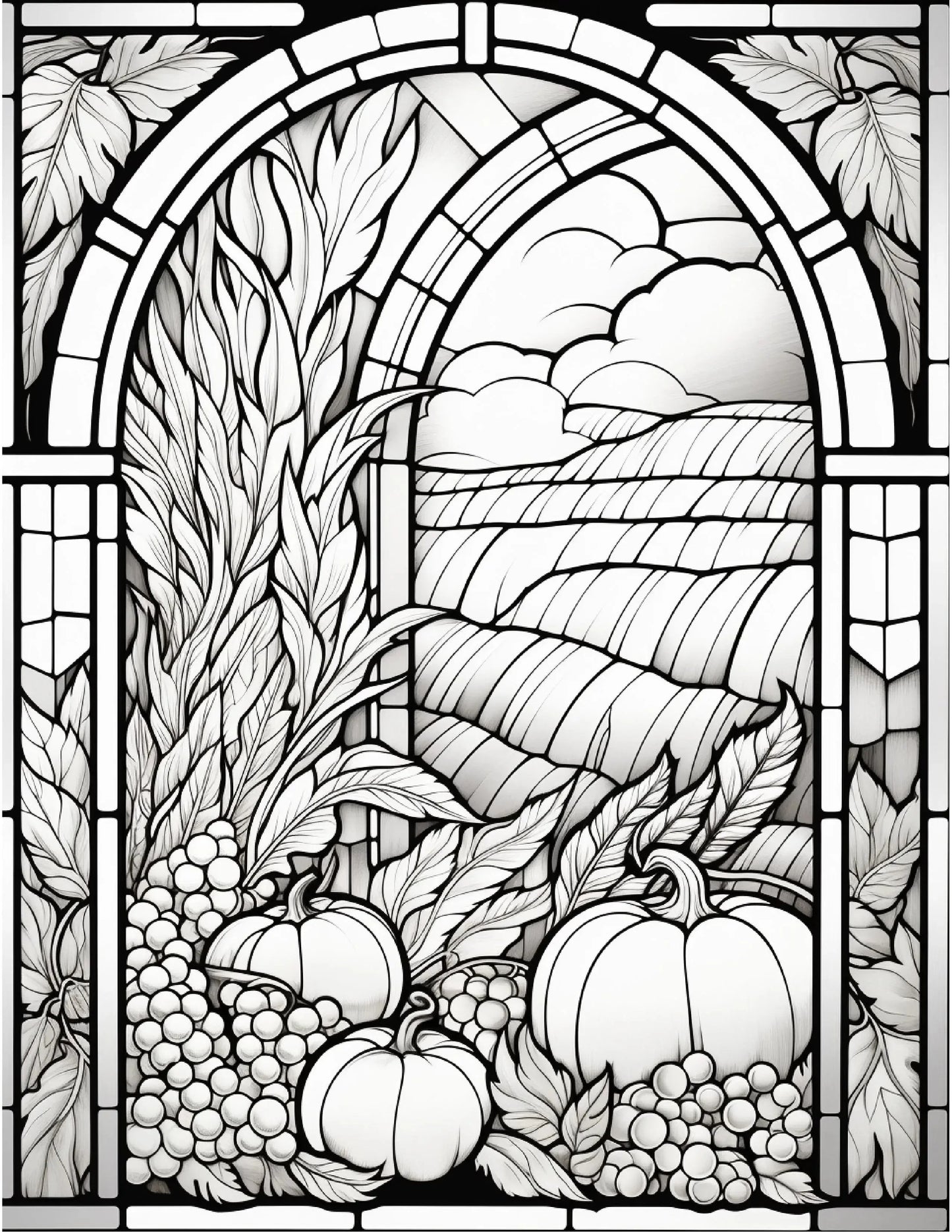 100 Stained-Glass Autumn Coloring-Robs Books